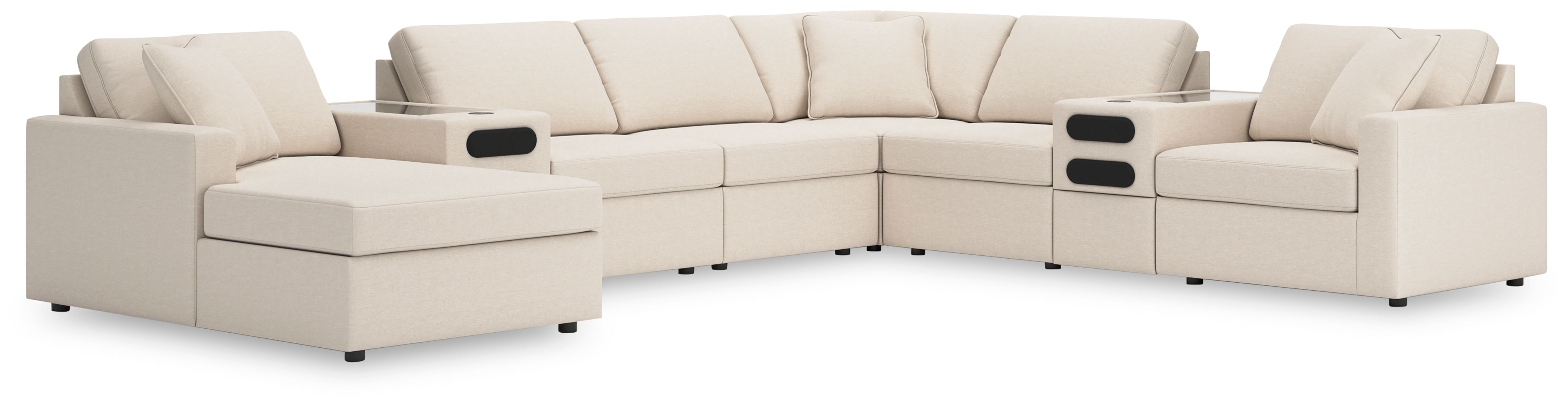 8 Pc · Sectional With Laf Corner Chaise And Audio Consoles
