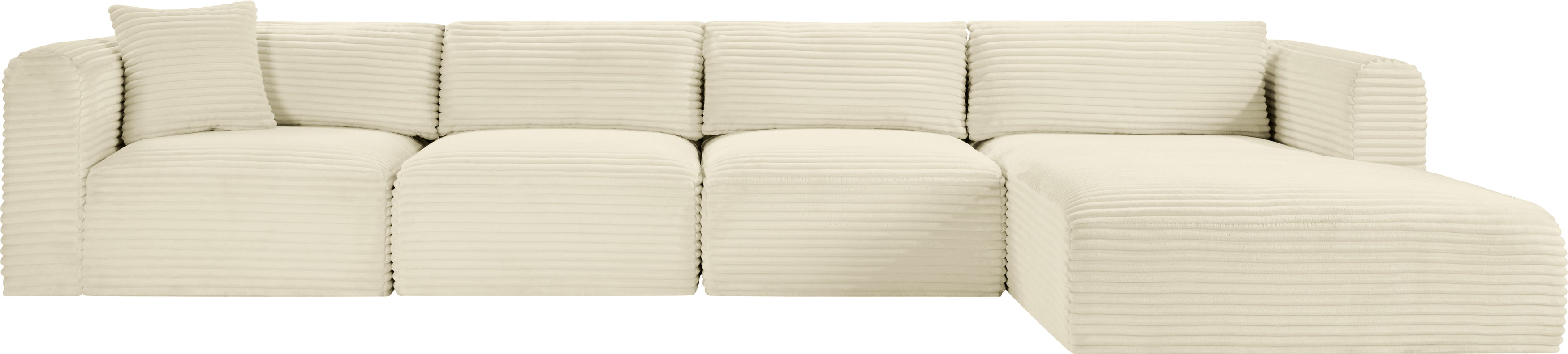 Shaggy - 4 Piece Modular Sectional With Chaise - Cream
