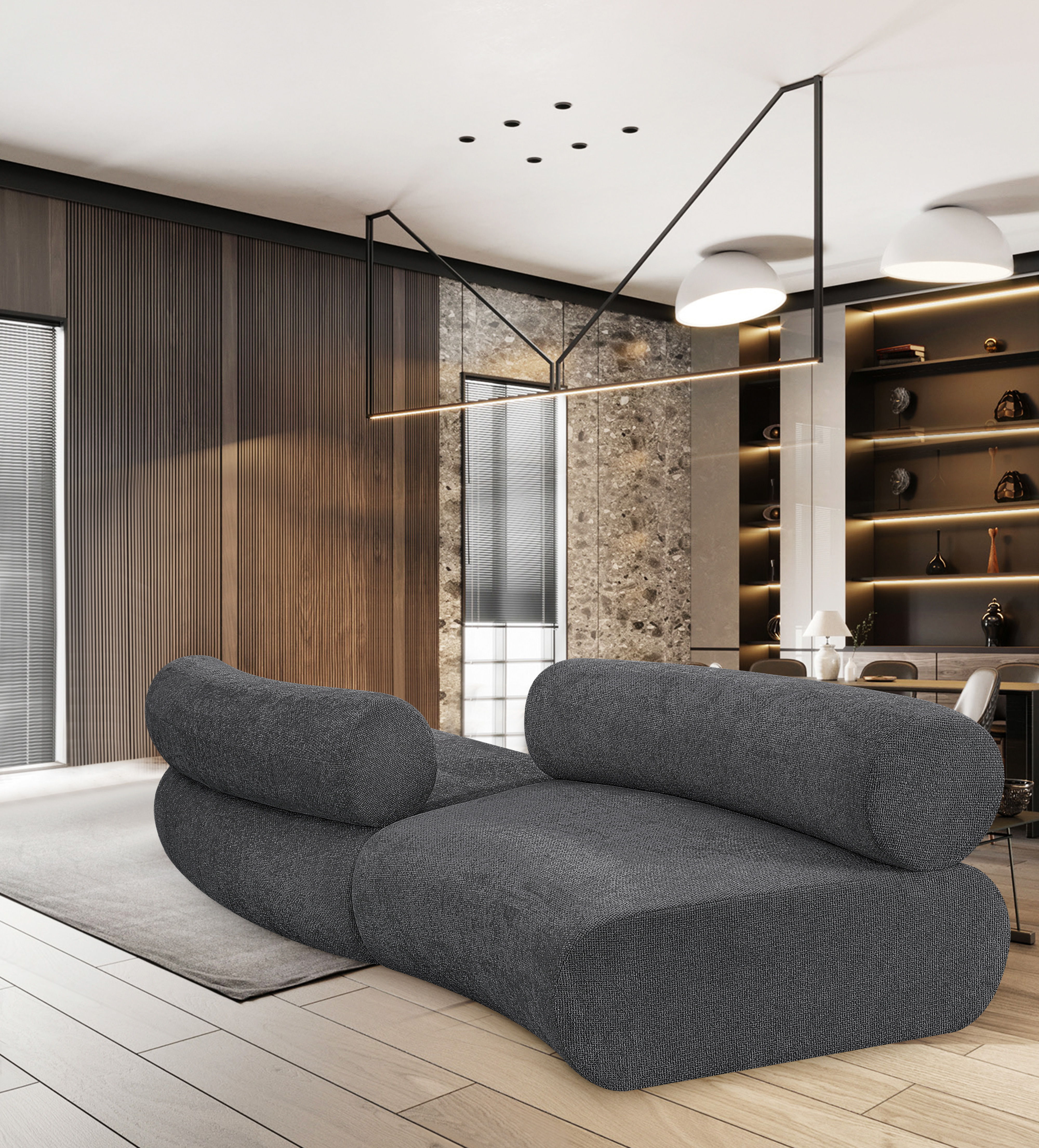 Bale - 2 Piece Curved Modular Sofa - Gray
