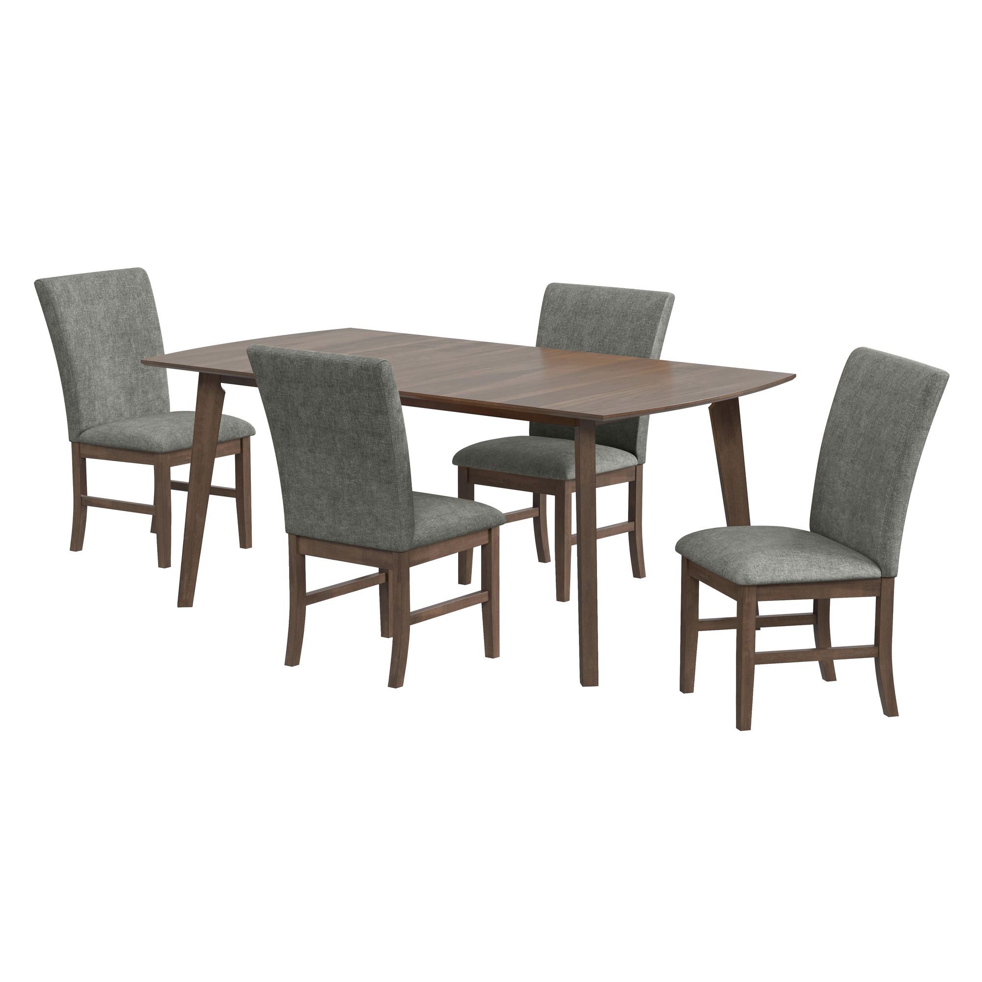 Santa Barbara - 5 Piece Standard Height Dining Set (Rectangular Table And Four Fabric Chairs) - Walnut / Dark Gray