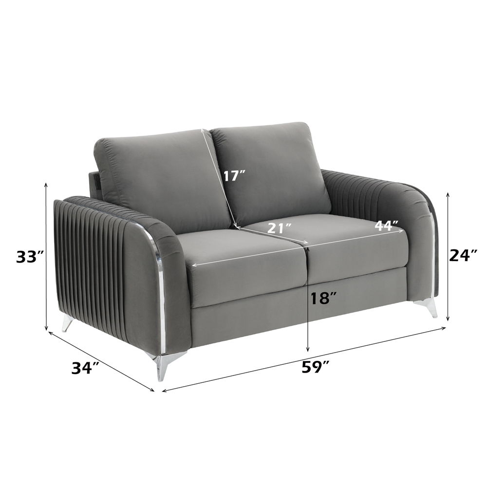 Wenona - Loveseat - Gray Velvet, gray, view 7