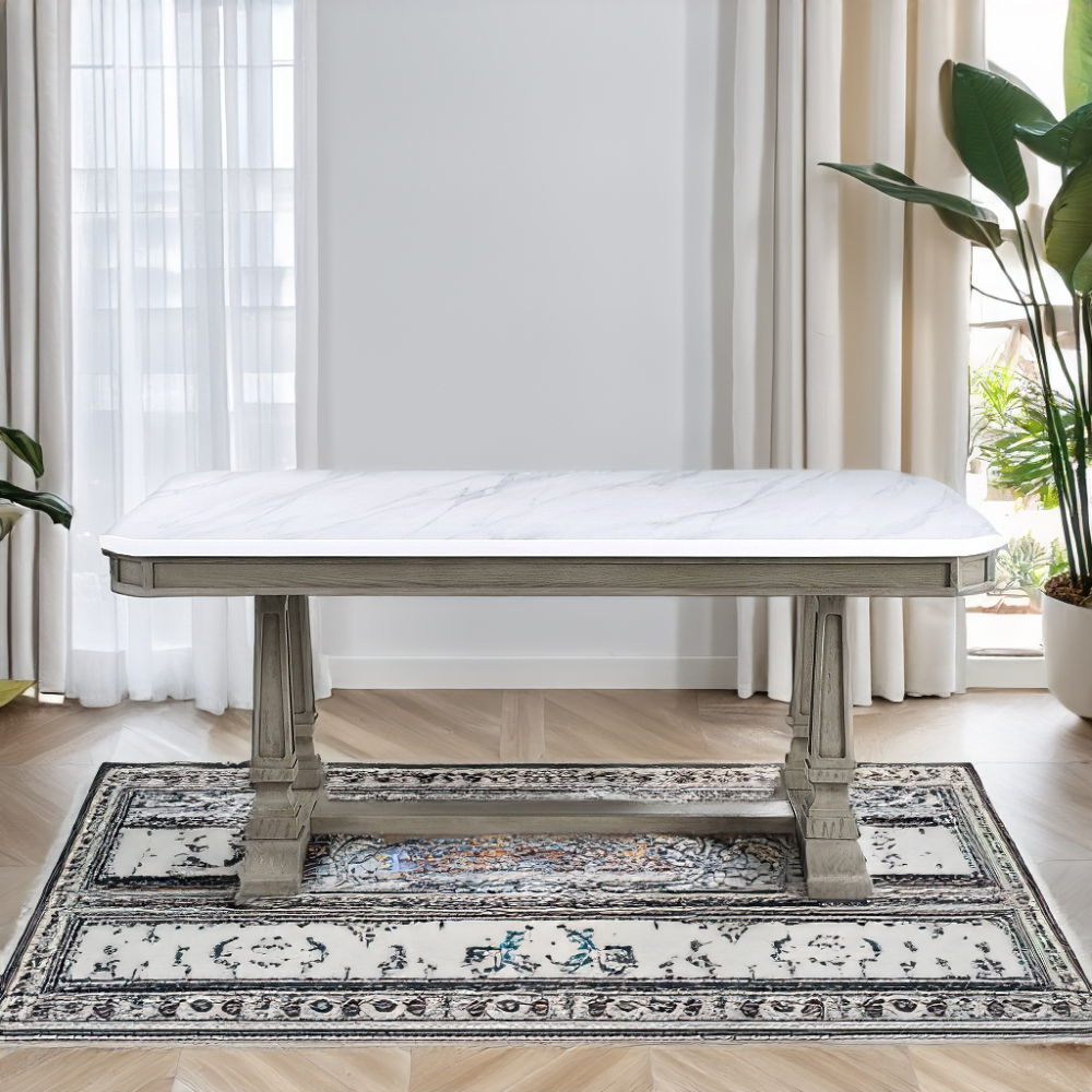 Zumala - Dining Table - Marble Top & Weathered Oak, white