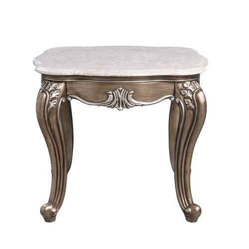 Elozzol - End Table - Marble Top & Antique Bronze, dark gray, view 2