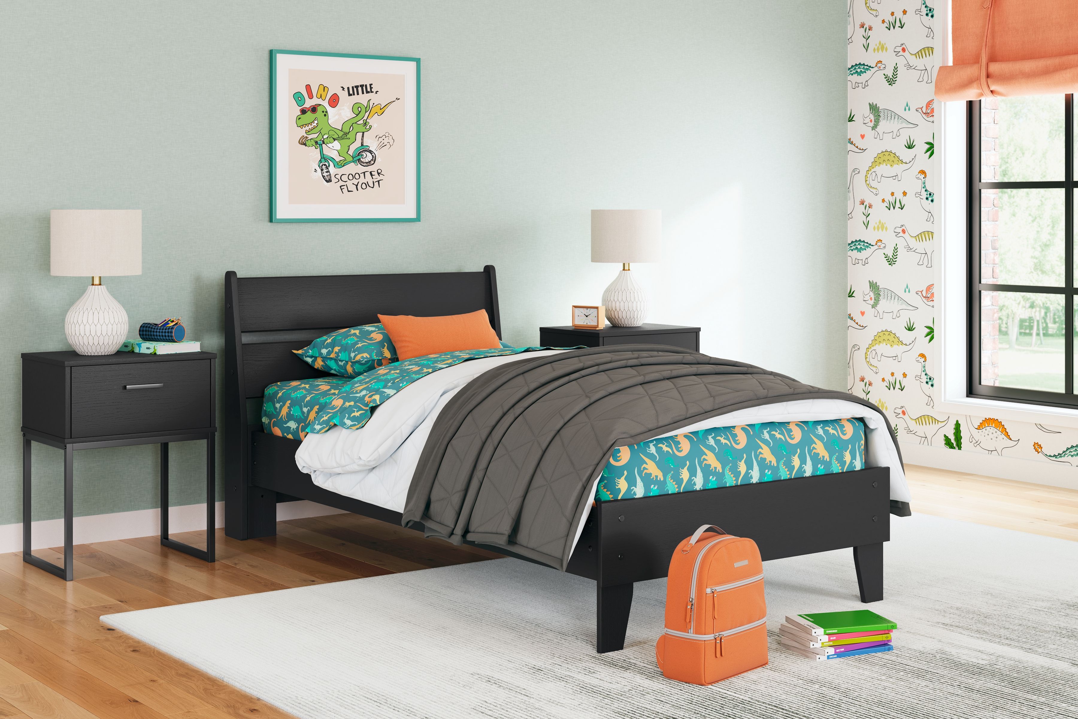 Socalle - Twin Panel Platform Bed - Black