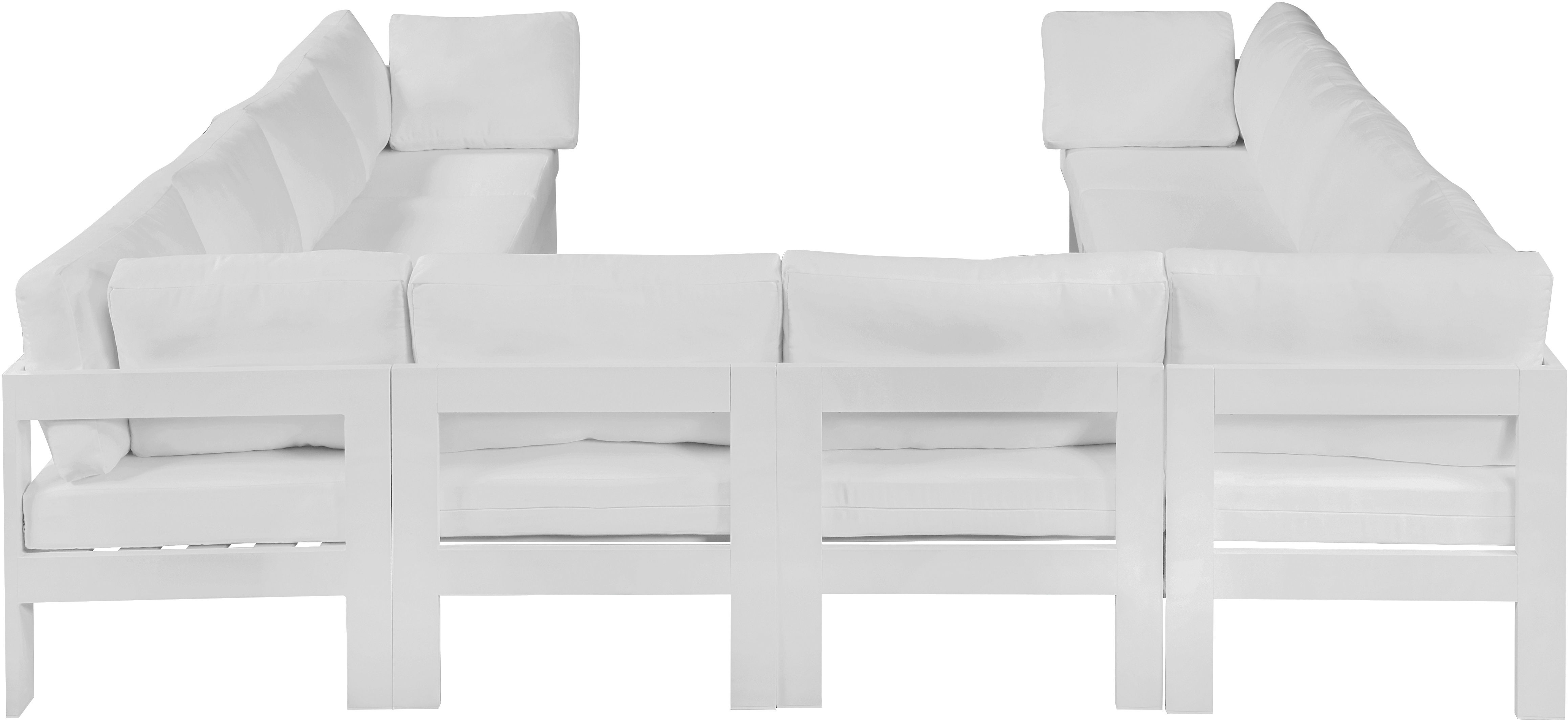 Nizuc - Outdoor Patio 10 Piece Modular Sectional With White Frame - White