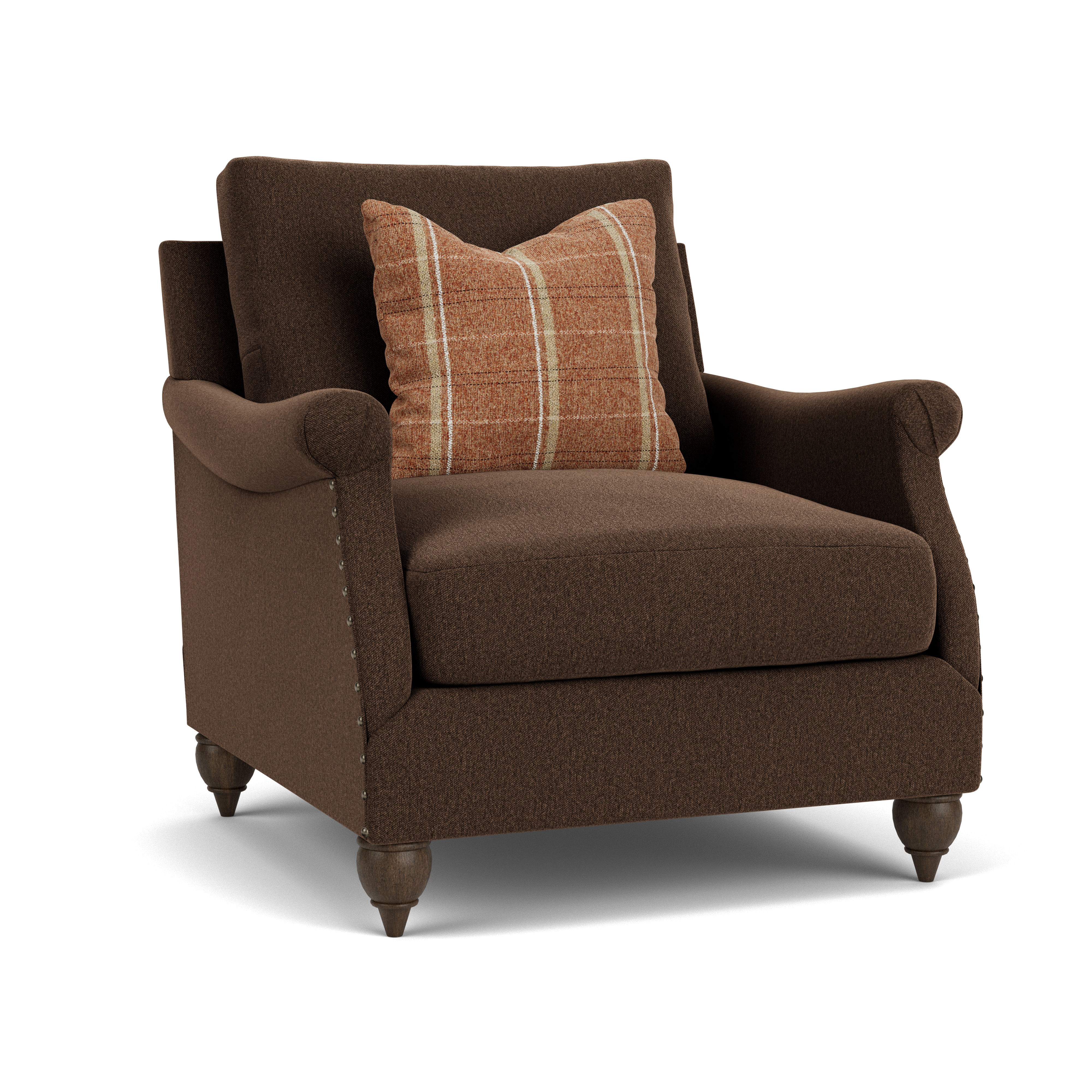 Veda - Fabric Chair With Nailhead Trim, dark brown