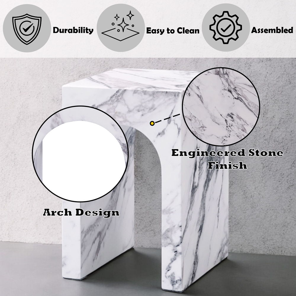 Fritzy - End Table - Engineered Stone, white, view 5