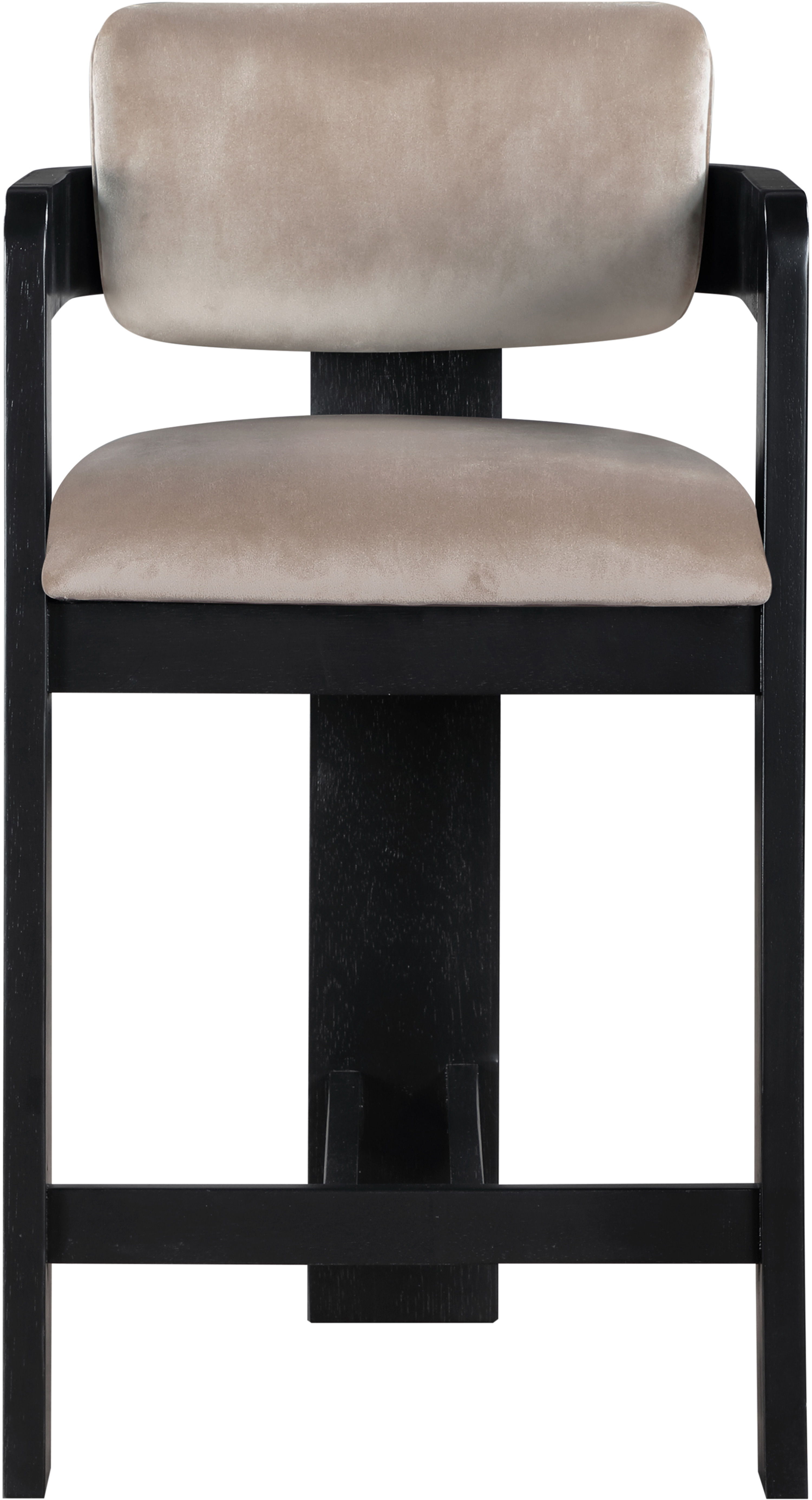 Sacha - Velvet Stool With Black Base - Taupe