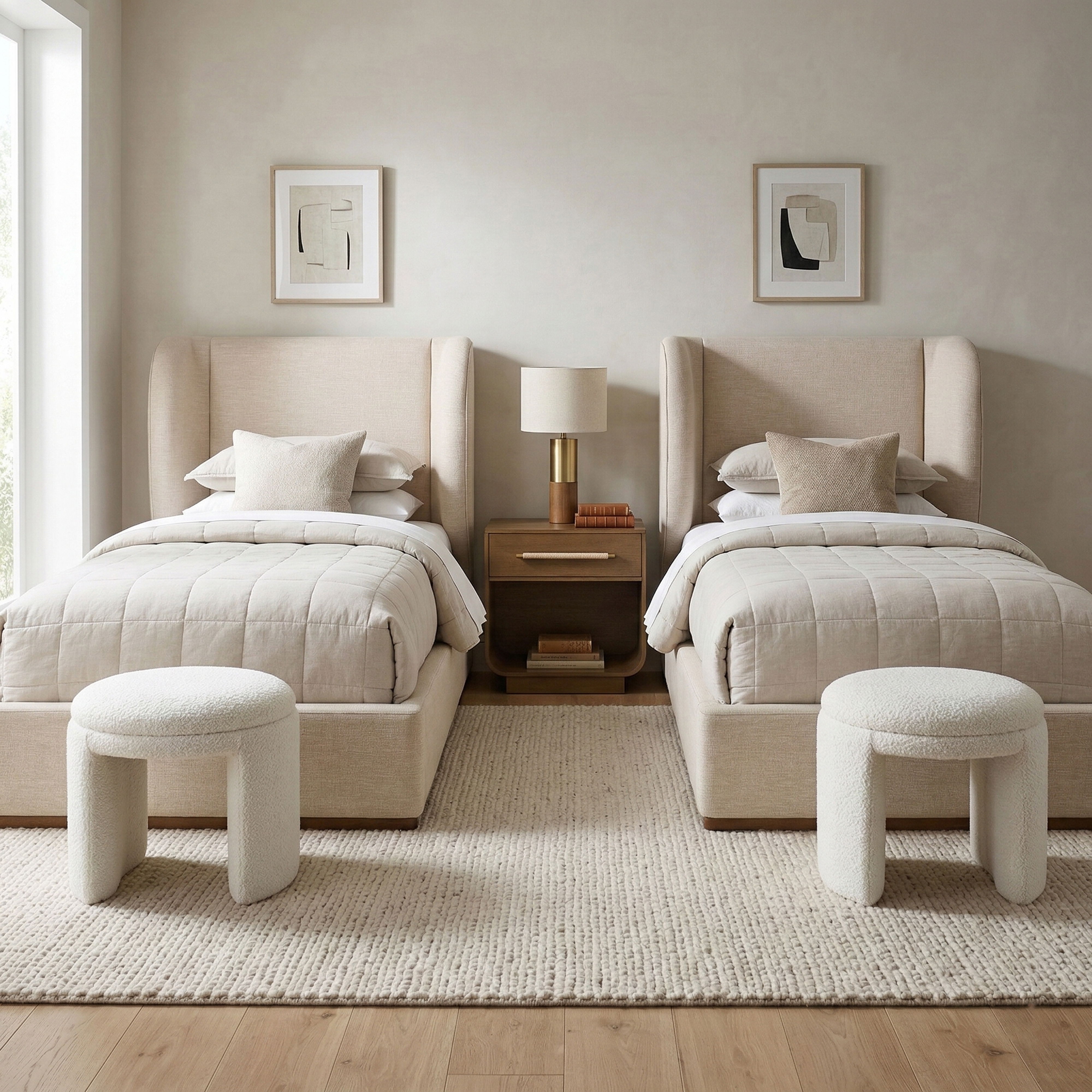 Aurin - Upholstered Twin Bed - Beige