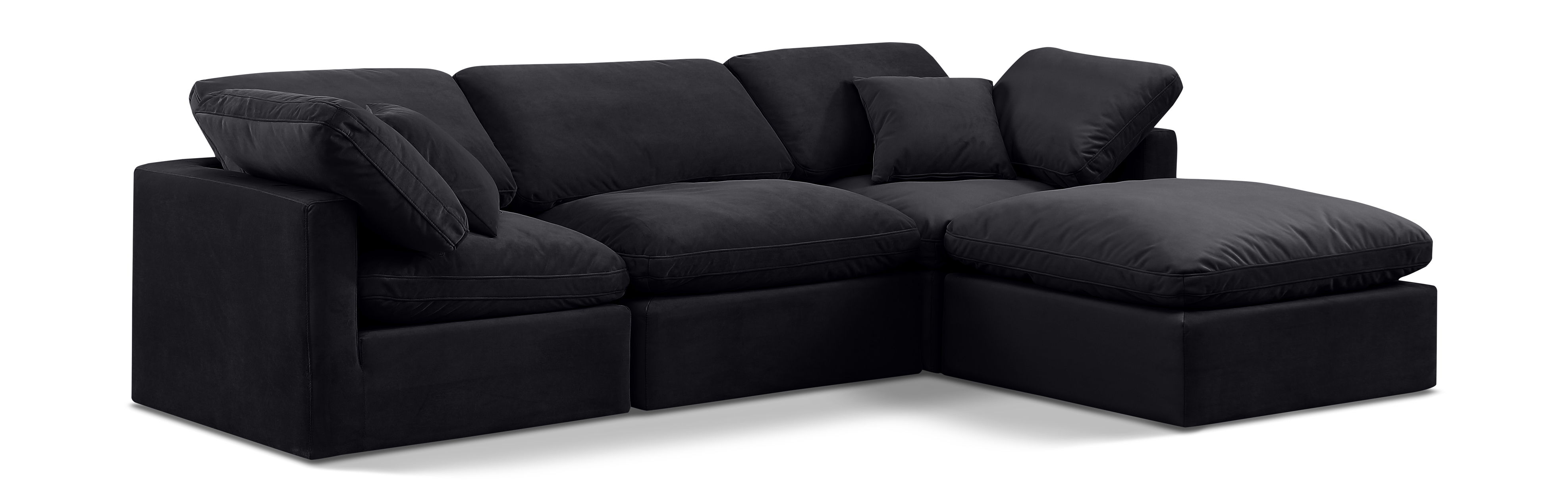 Indulge - Velvet 4 Piece Modular Sectional With Chaise - Charcoal