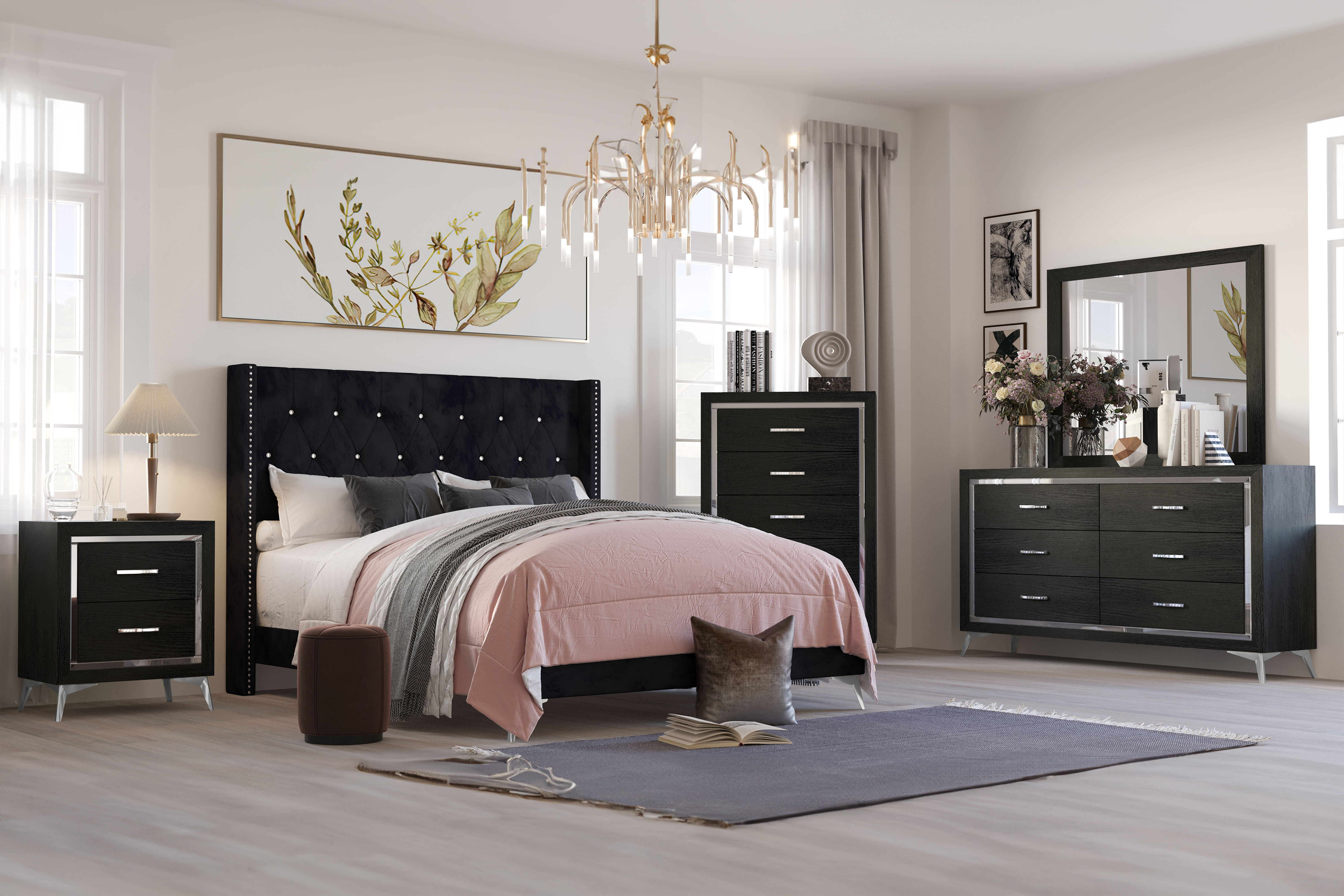 King · 5 Pc · Bed, Dresser, Mirror, Chest, Nightstand