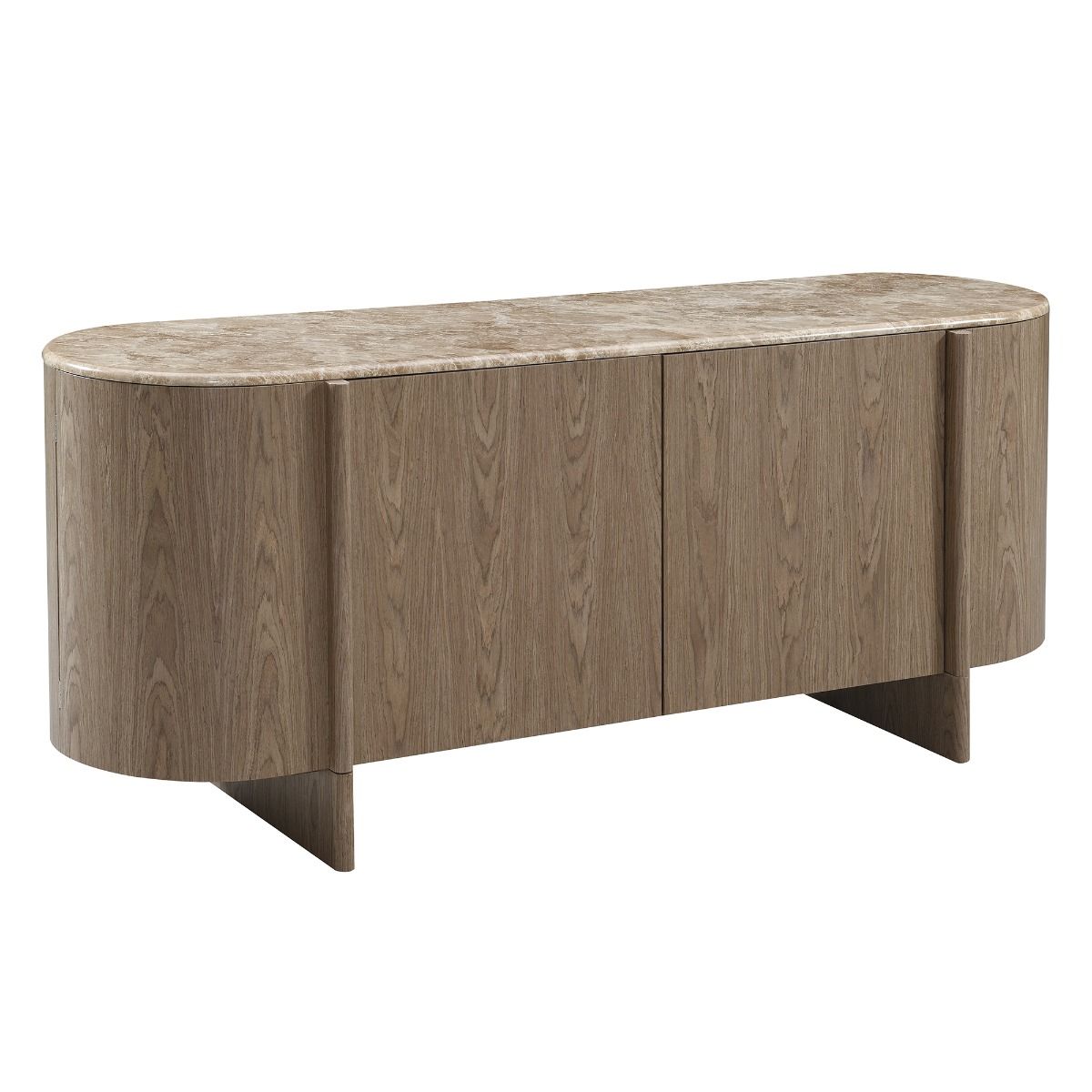 Markku - Console Table With Natural Marble - Oak, dark brown, view 3