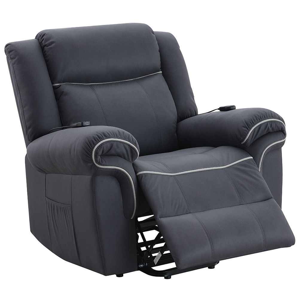 Domana - Power Recliner With Lift & Heating & Massage - Dark Blue Fabric, blue, view 5