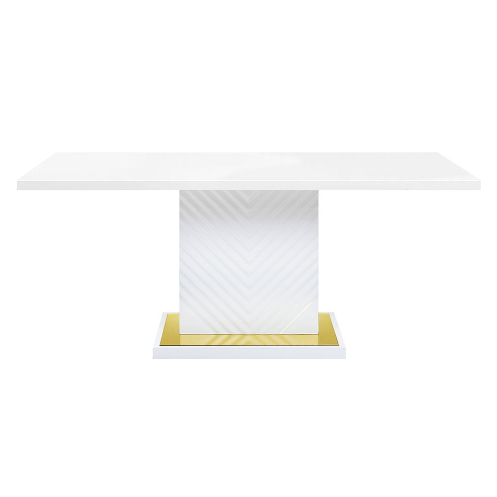 Gaines - Dining Table With Pedestal Base - White High Gloss, white, view 6