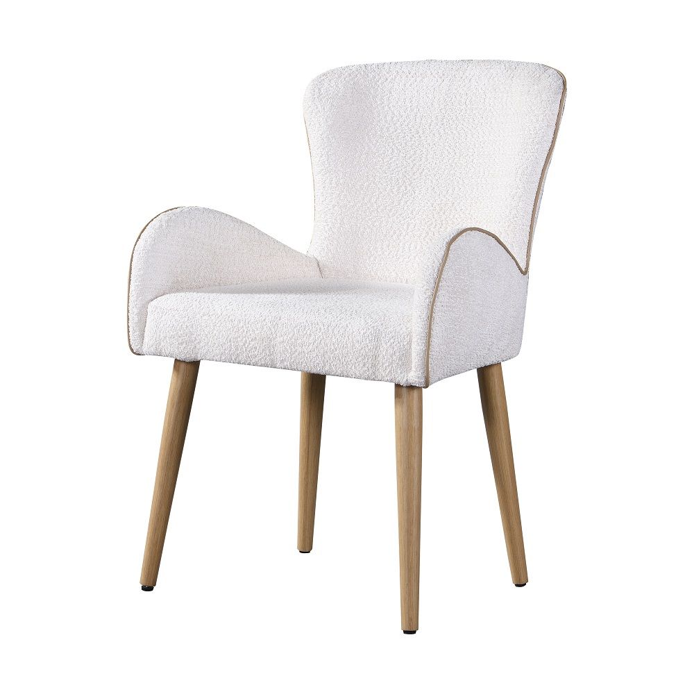 Adalynn - Side Chair (Set of 2) - Beige Boucle & Oak, white, view 2