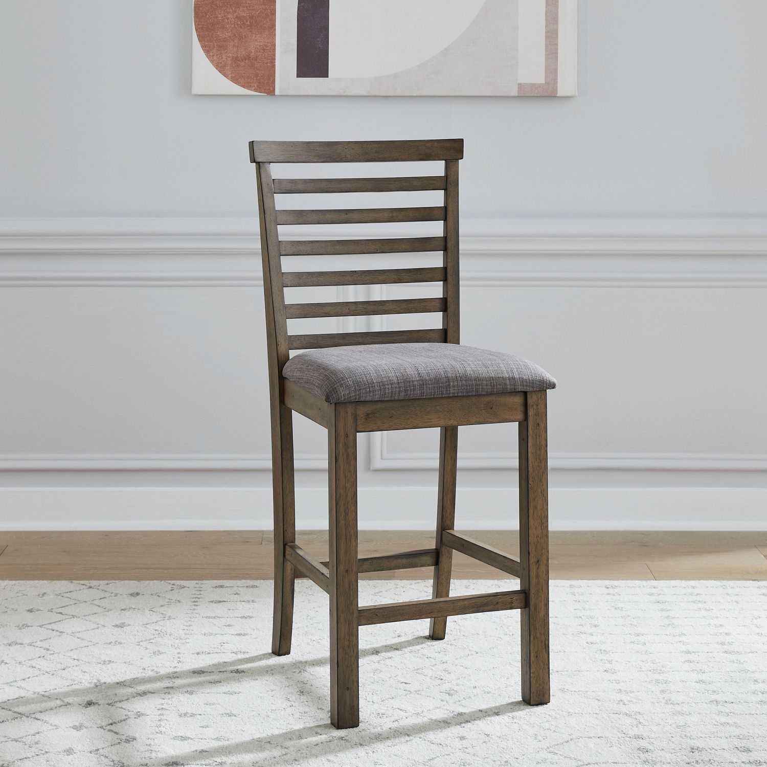 Liberty Furniture Brook Bay - Upholstered Ladder Back Counter Chair (RTA) - Brown
