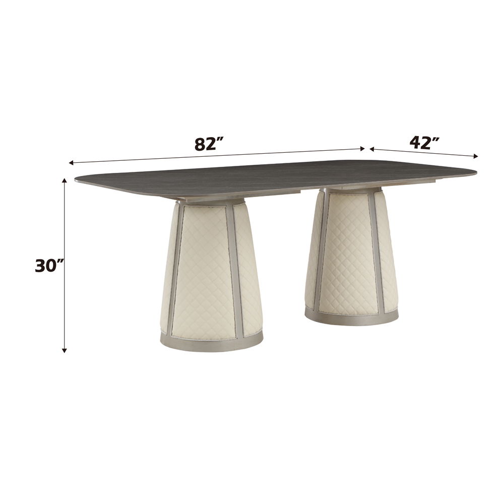 Kasa - Dining Table - Sintered Stone Top & Champagne, white, view 5