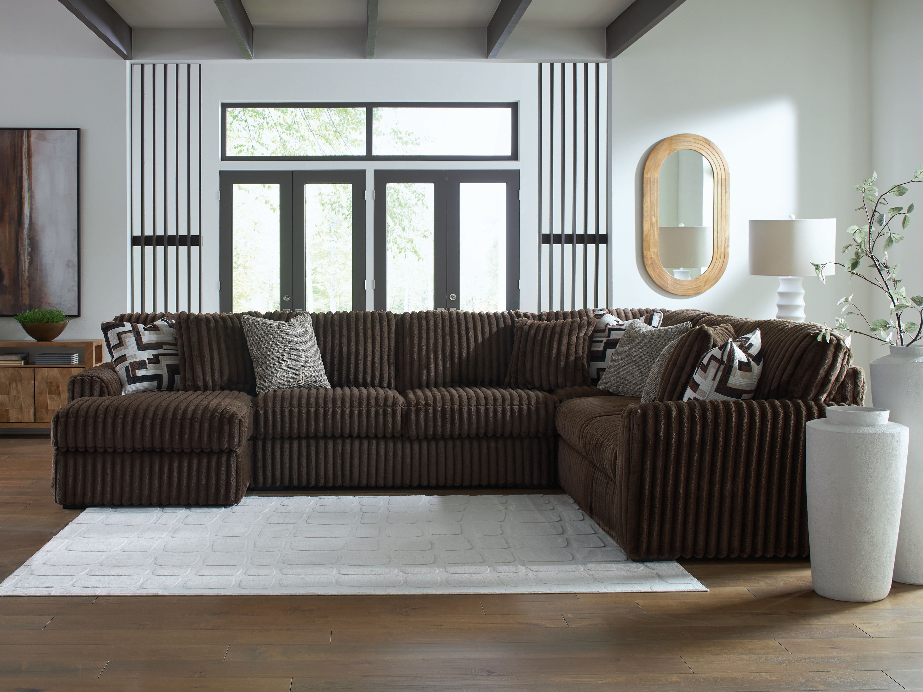 Ashley Furniture Midnight-Madness - 4-Piece Sectional With LAF Corner Chaise - Chocolate - Image 3