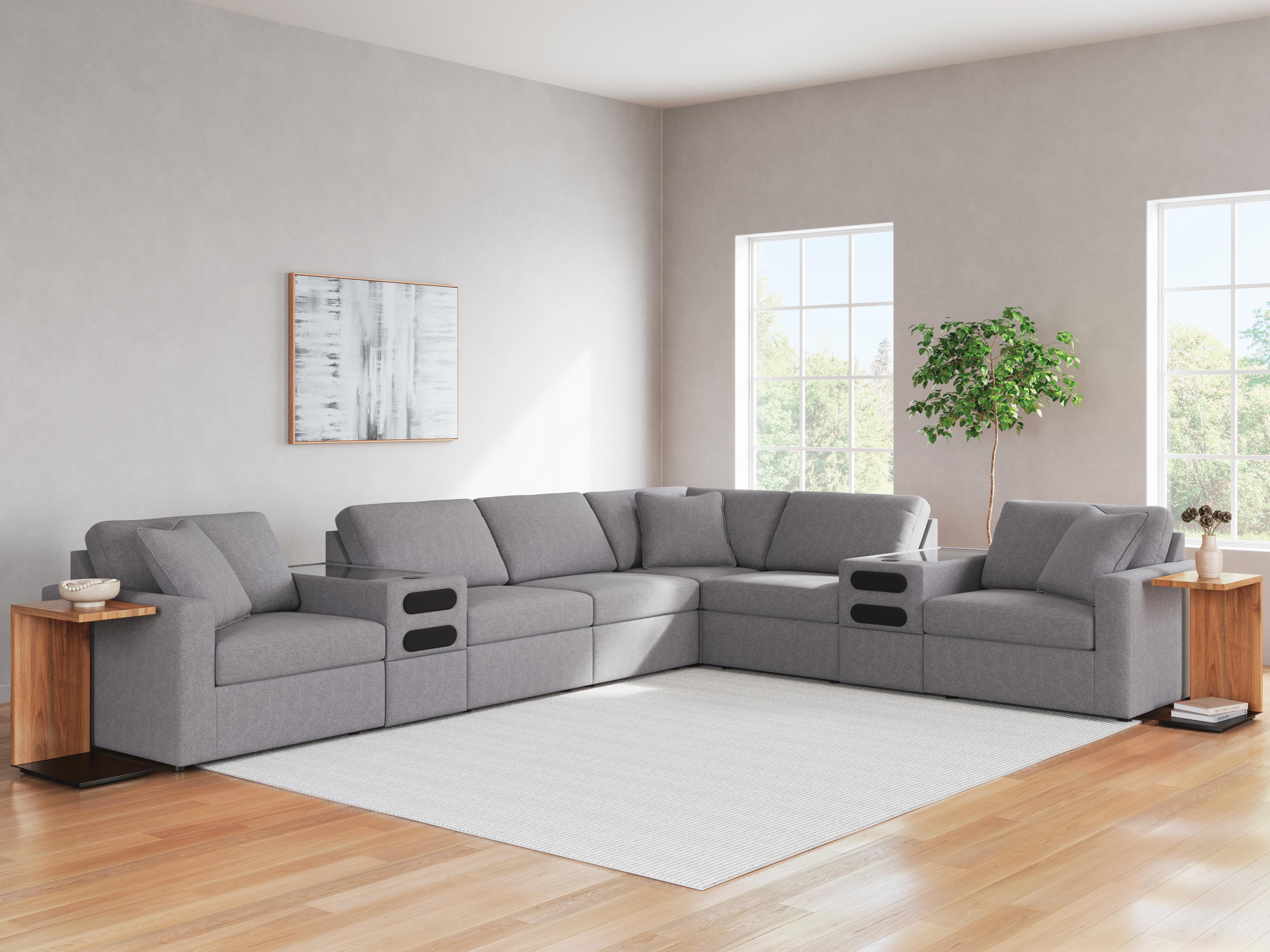 Ashley Furniture Modmax - 8-Piece Sectional With 2 Audio System Consoles And 3 Armless Chairs - Granite - Image 3