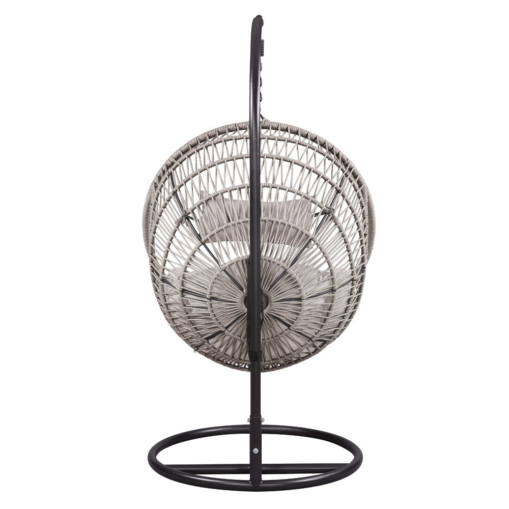 Vasant - Hanging Chair - Beige Fabric & Rope, dark gray, view 3