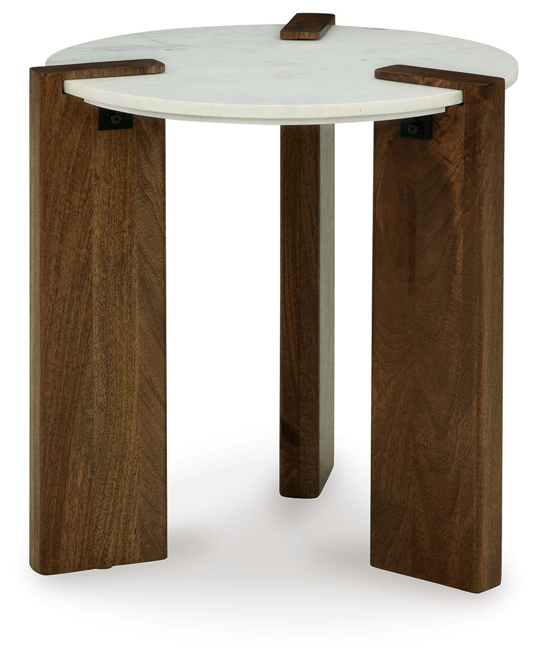 Ashley Isanti Round End Table - White/Brown