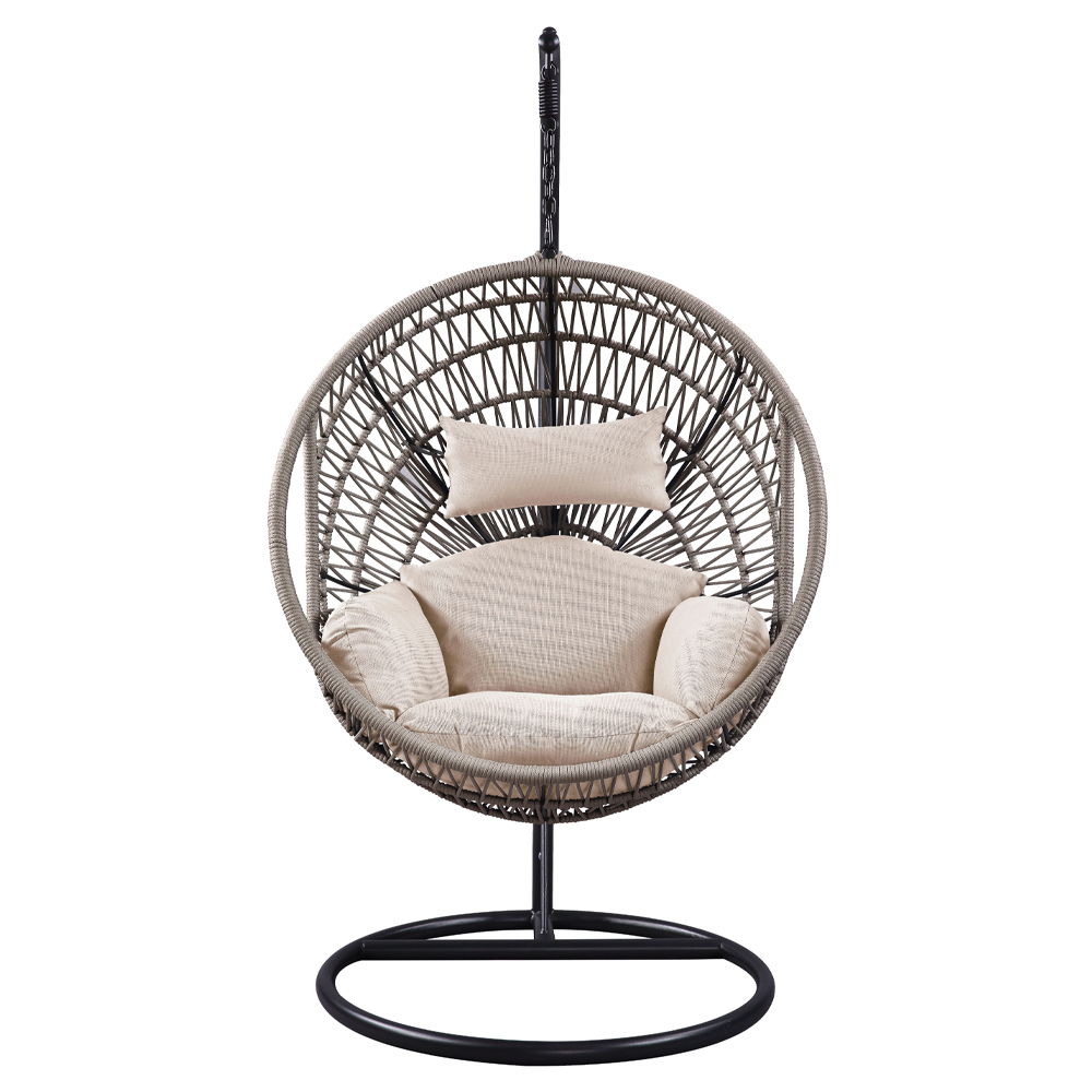 Vasant - Hanging Chair - Beige Fabric & Rope, dark gray, view 6