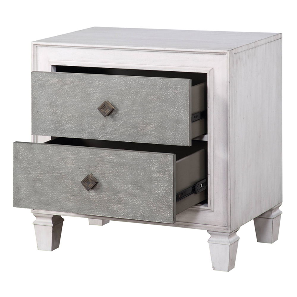 Katia - Nightstand - Rustic Gray & Weathered White, white, view 3
