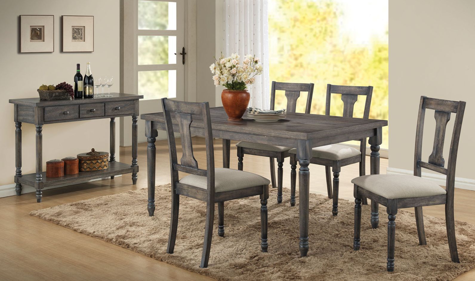 Wallace - Dining Table - Weathered Gray, dark gray