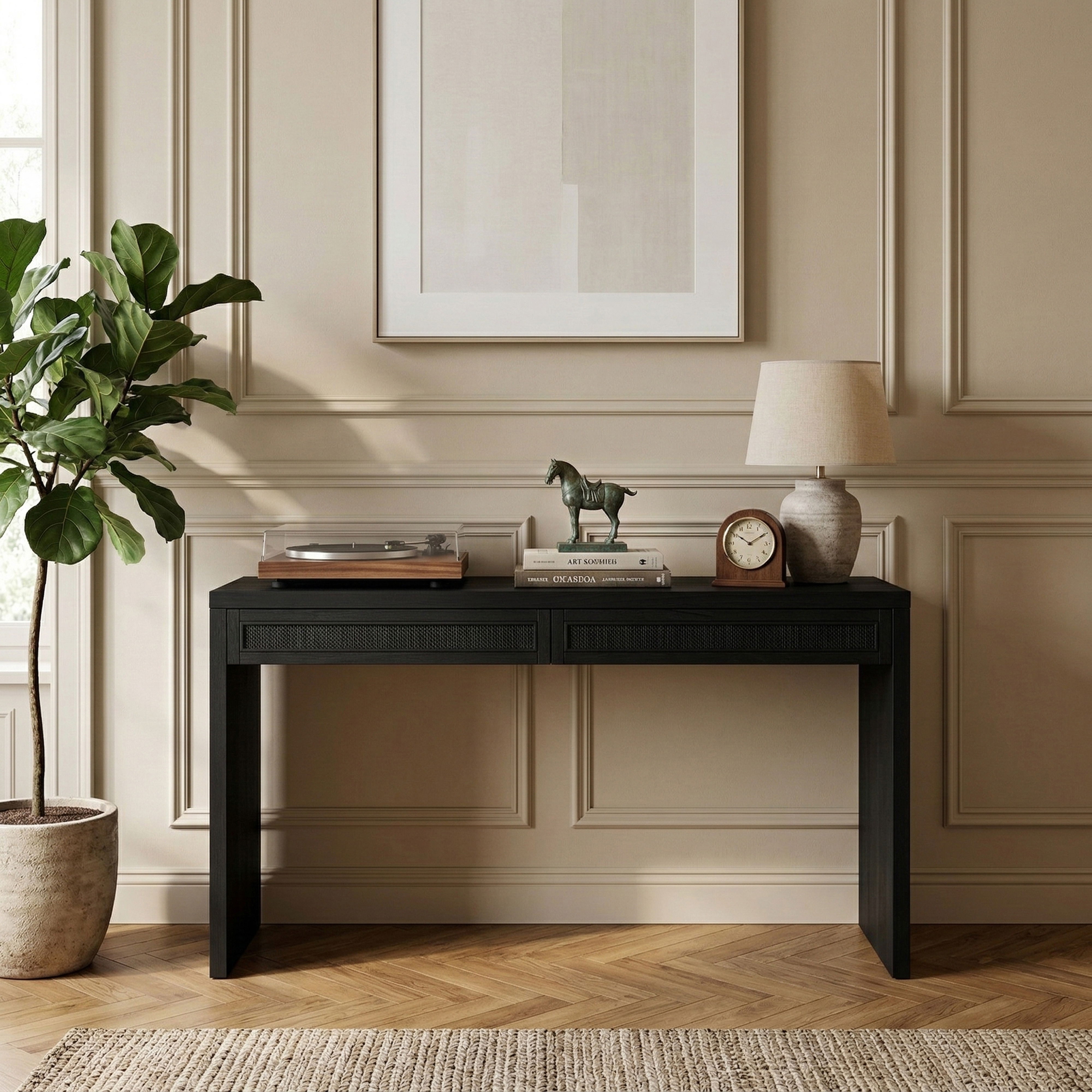 Avro - Solid Wood And Oak Veneer Desk - Black