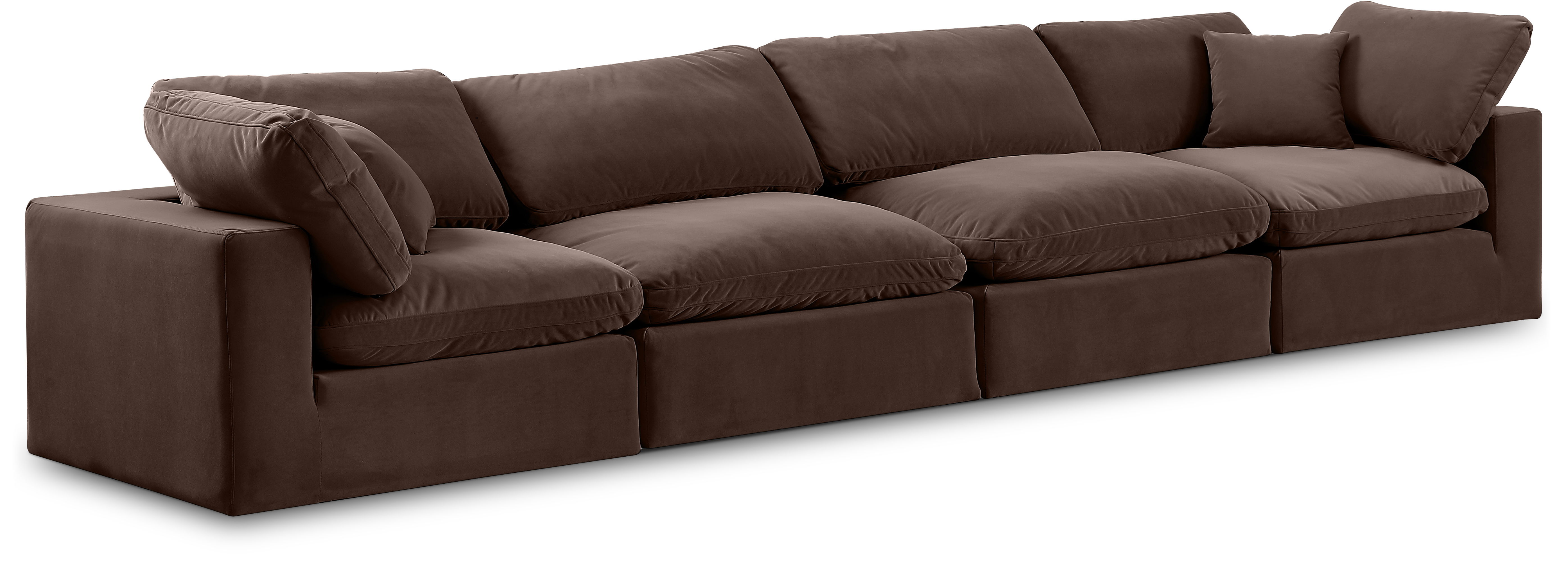 Comfy - Velvet Modular Sofa 4 Seats - Brown