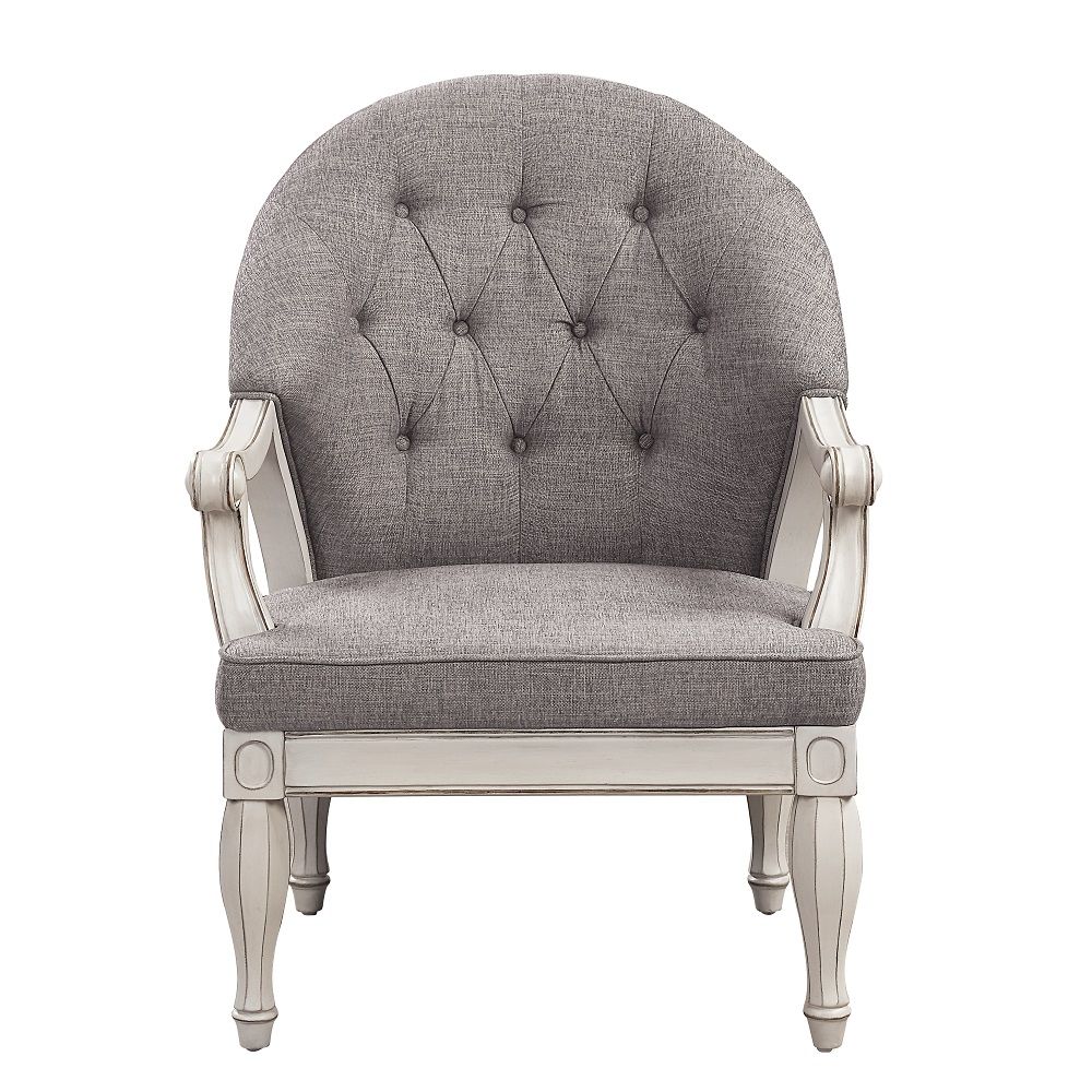 Florian - Chair - Gray Fabric & Antique White, gray, view 2
