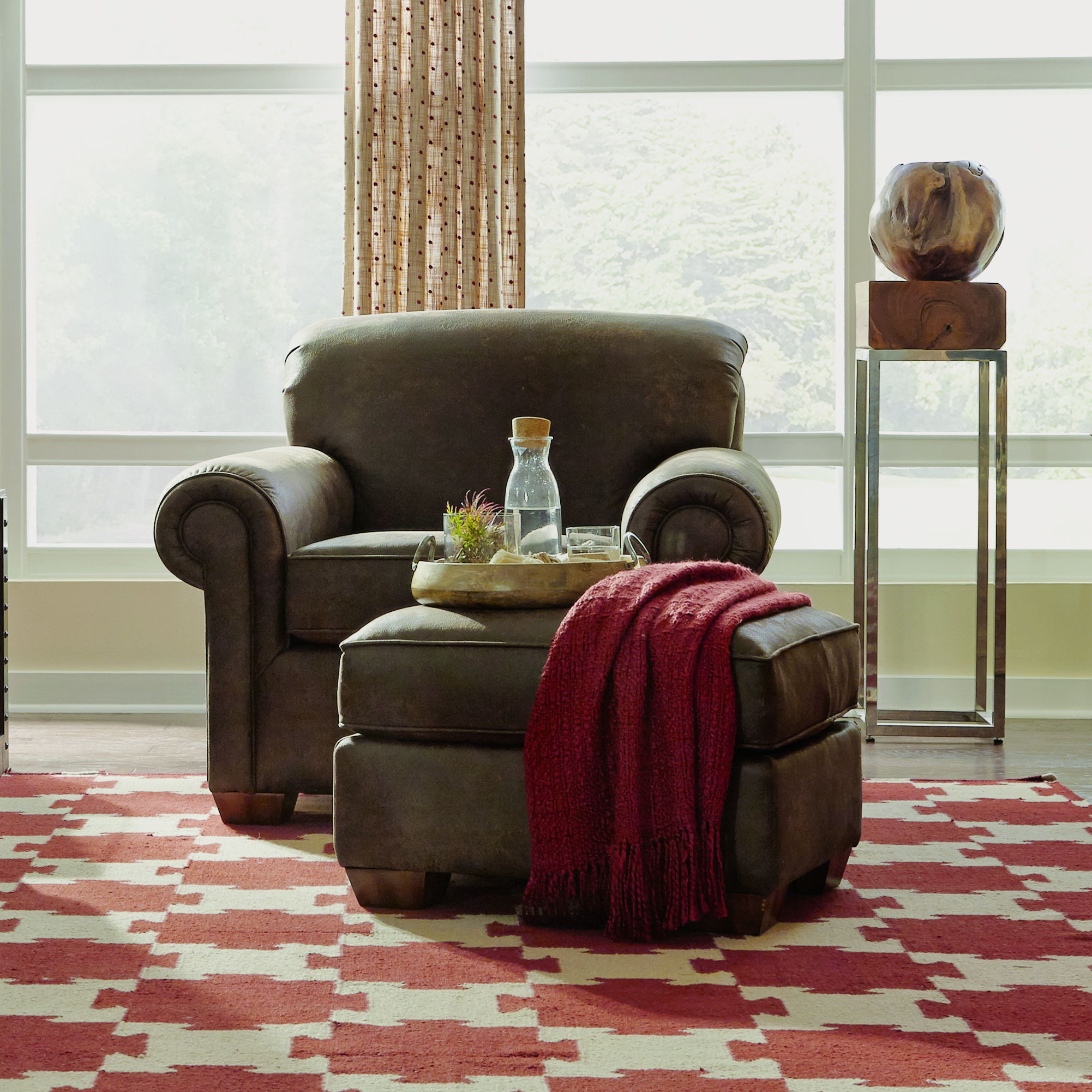 Main Street - Fabric Ottoman, dark brown, view 7