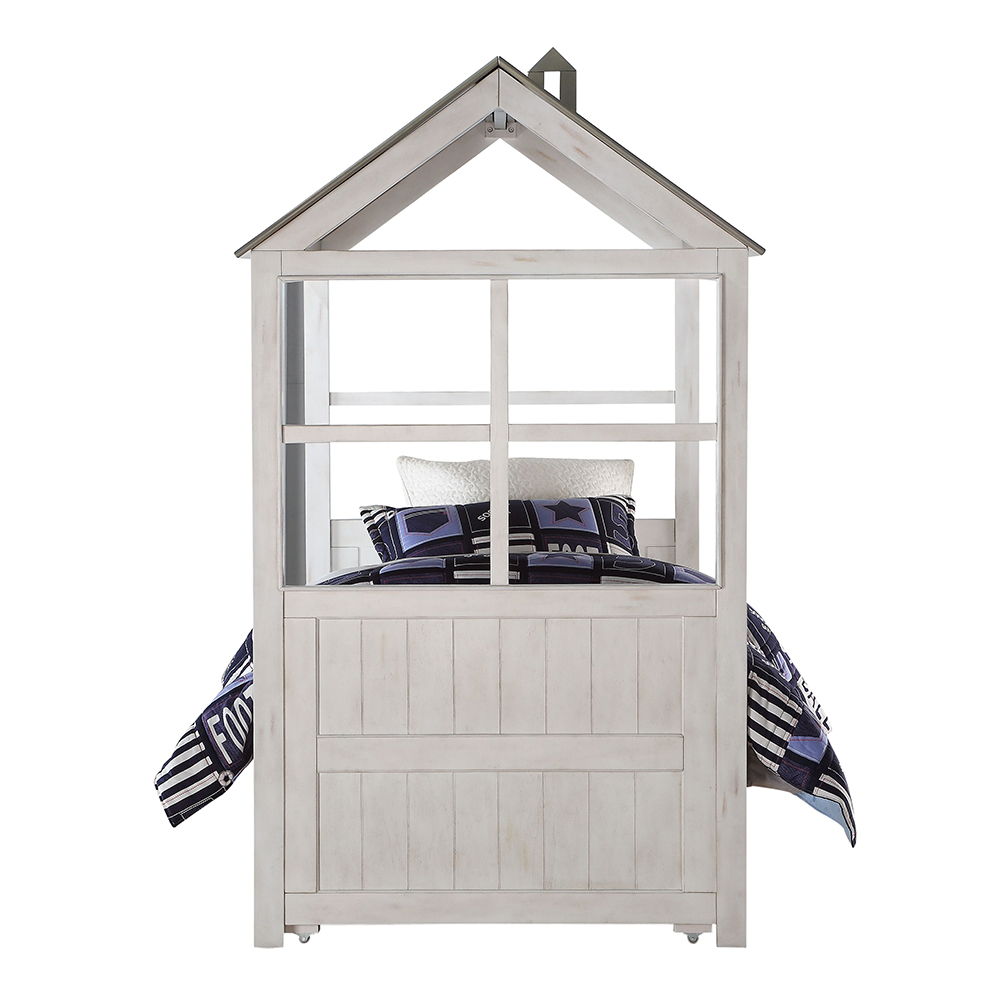 Tree House II - Twin Bed - Weathered White & Washed Gray, white, view 3