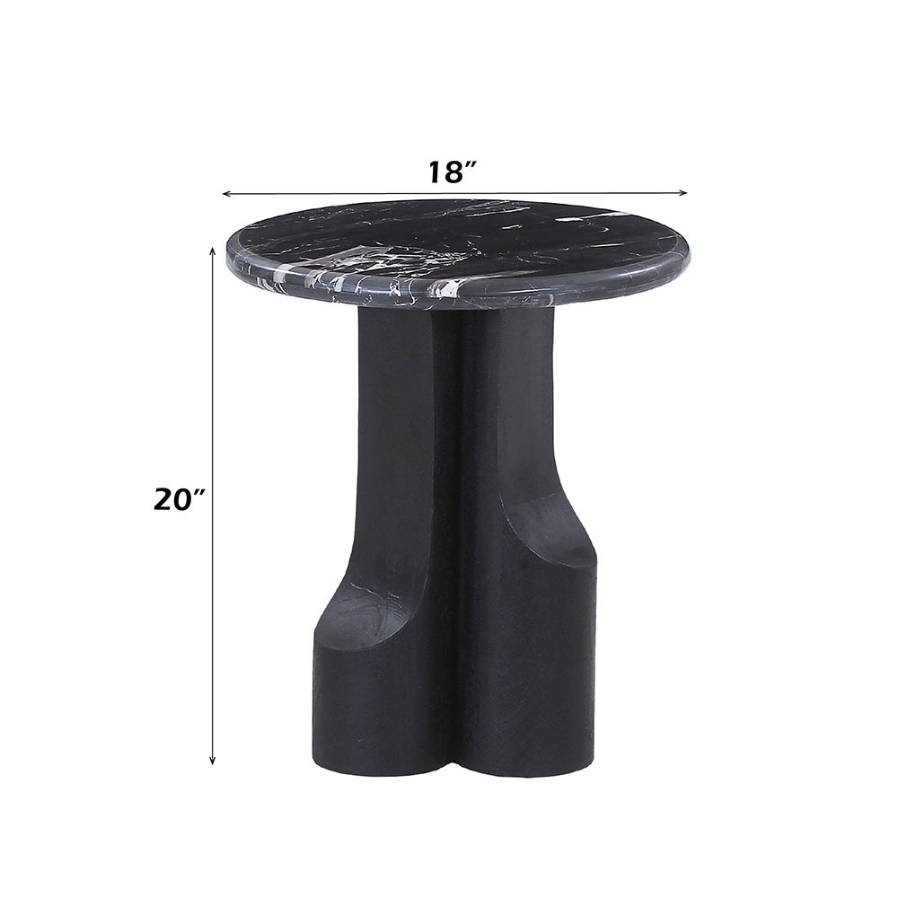 Kinton - End Table With Natural Marble Top - Black, black, view 3