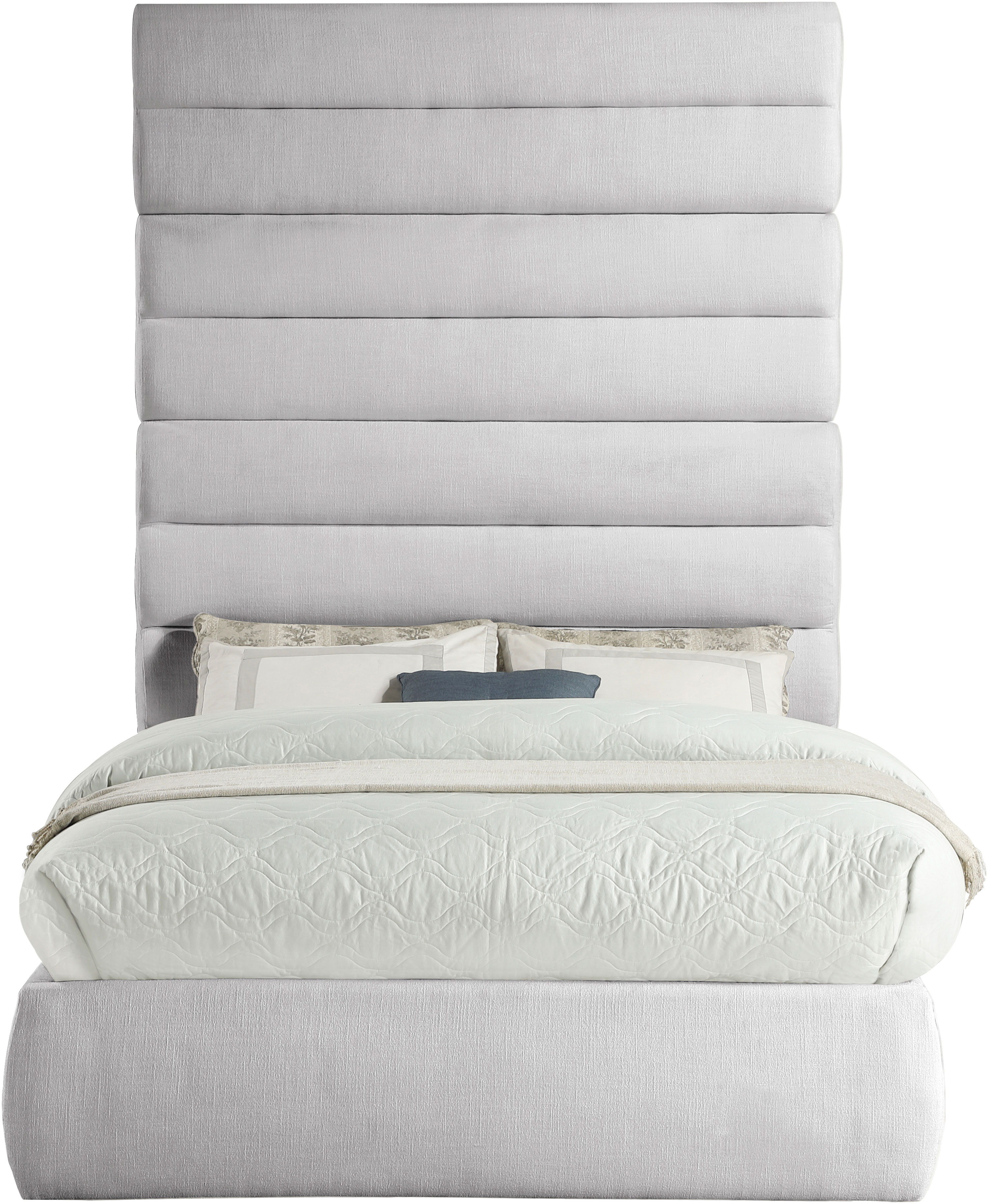 Adam - Linen Fabric Full Bed With 89" Headboard - Gray