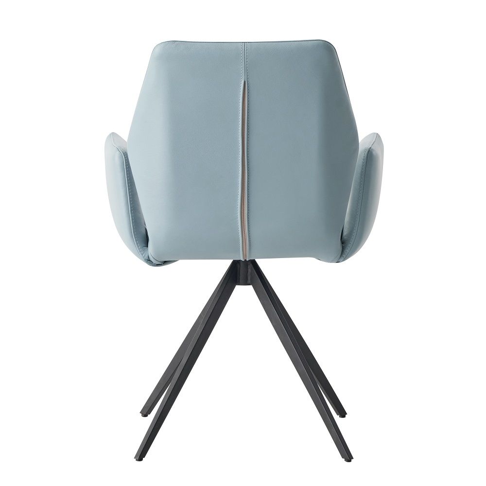 Segismunda - Arm Chair With Swivel - Light Blue Leather & Black, light blue, view 3