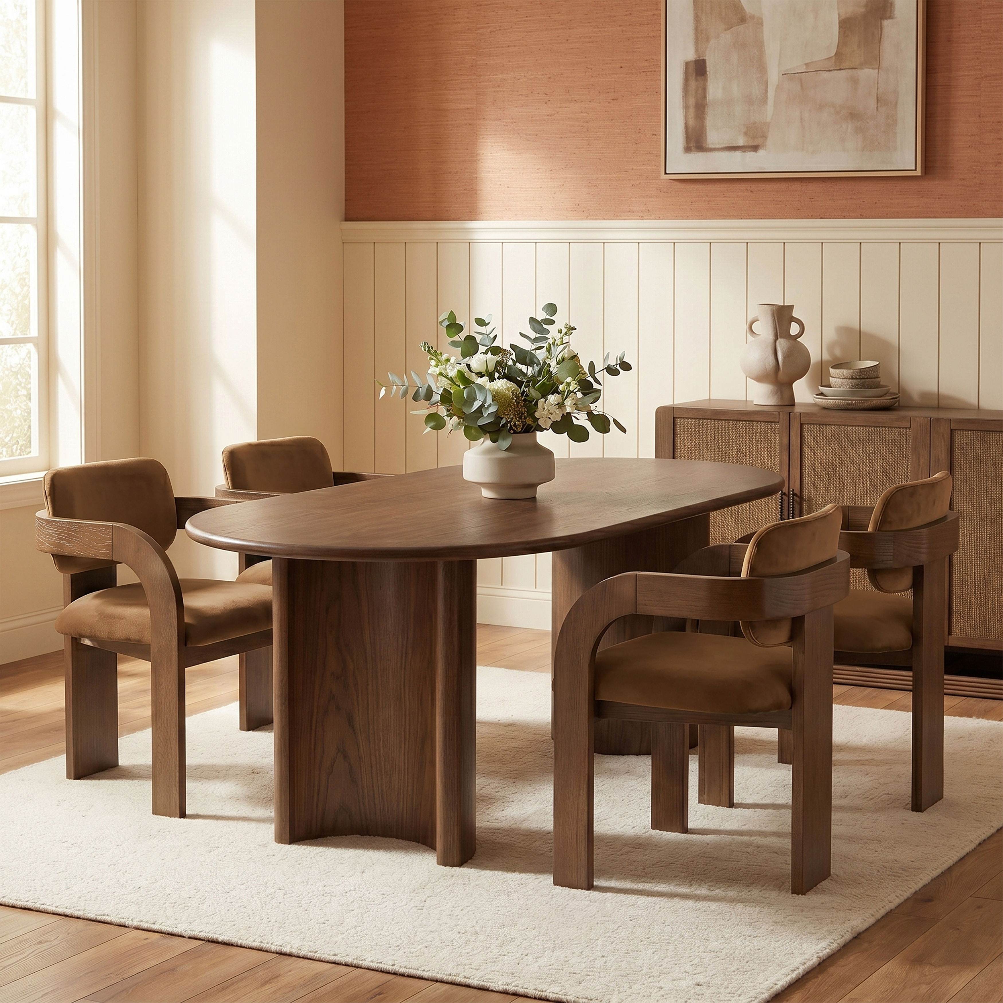 Cedra - Velvet Performance Fabric Upholstered Dining Chair (Set of 2) - Saddle / Brown