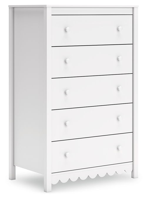 Hallityn - Five Drawer Chest - White, white