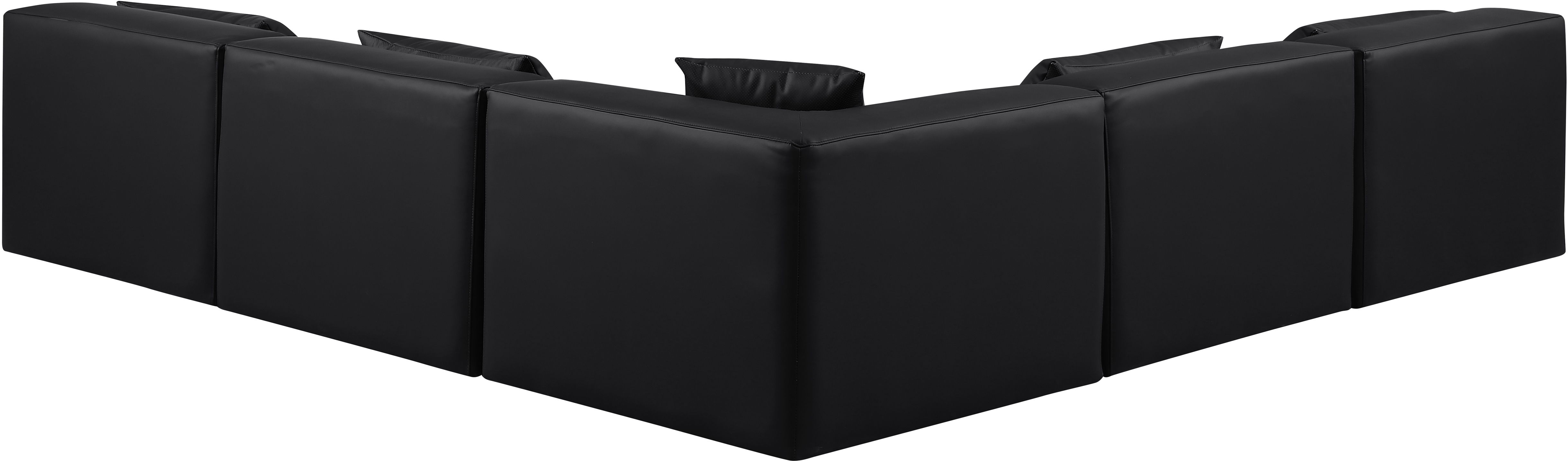 Cube - 5 Piece Modular Corner Armless Sectional - Black