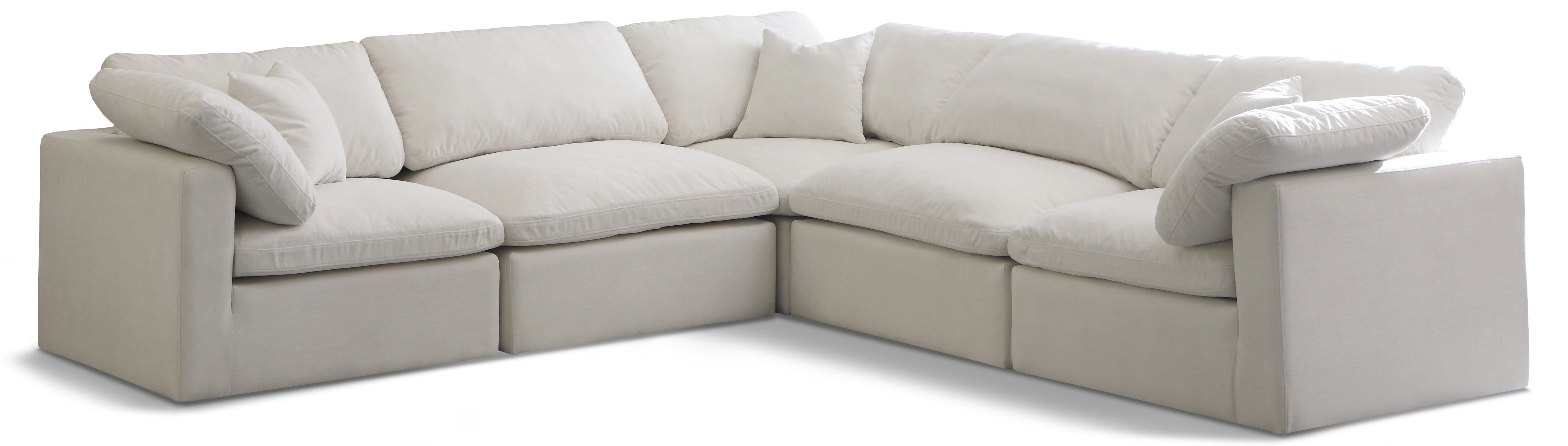 Plush - 5 Piece Modular Corner Sectional - Cream