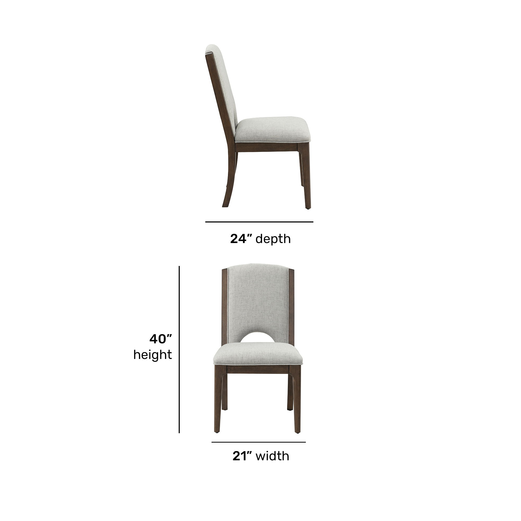Athens - Upholstered Dining Chair (Set of 2) - Light Gray / Chocolate Brown, light gray, view 7