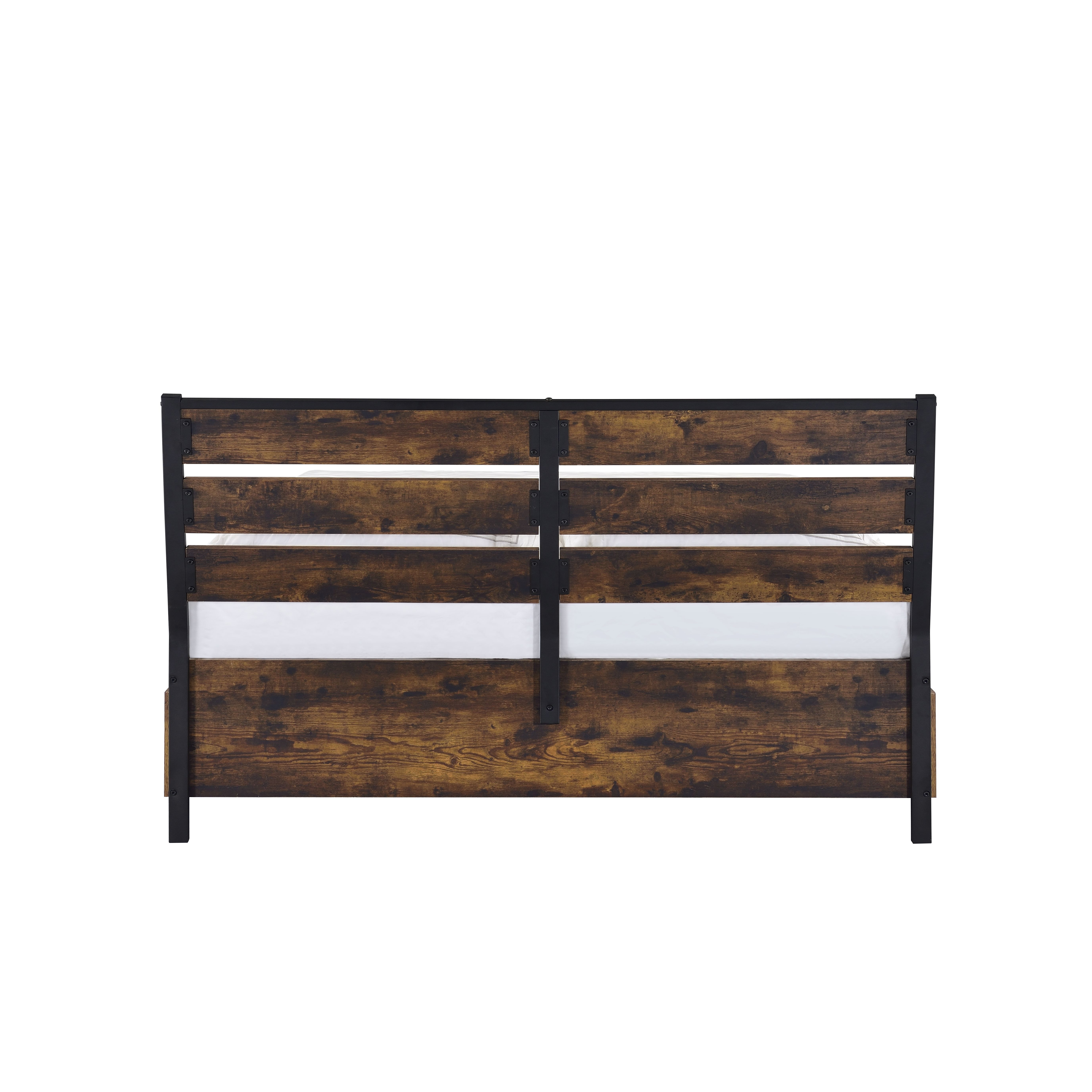Juvanth - Eastern King Bed With Storage - Rustic Oak & Black, dark brown, view 3