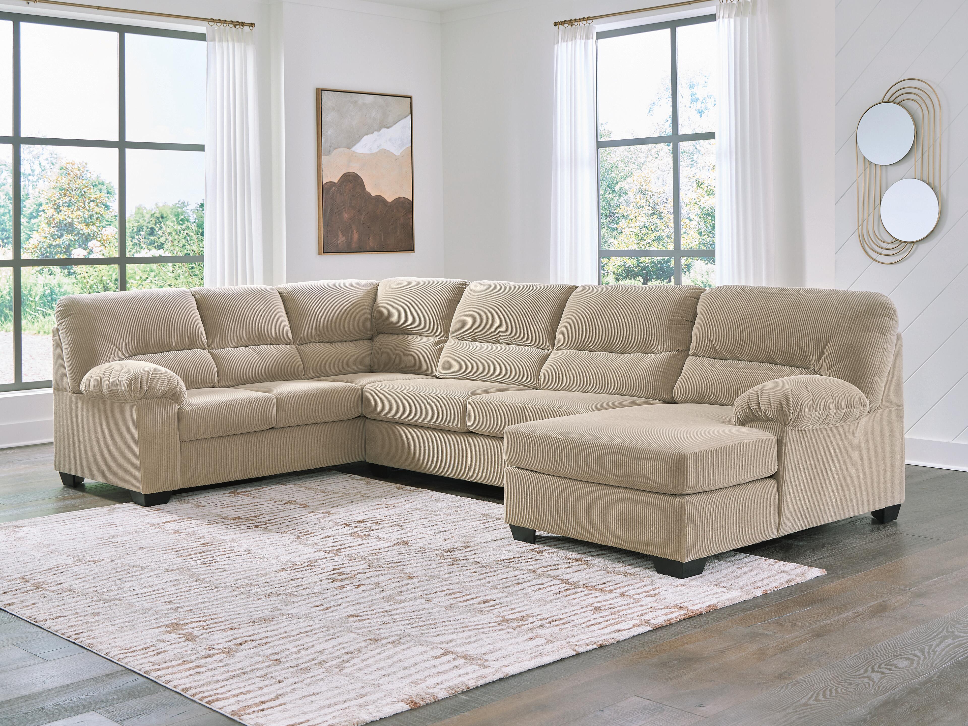 Ashley Furniture SimpleJoy - 3-Piece Sectional With RAF Corner Chaise - Sand - Image 2
