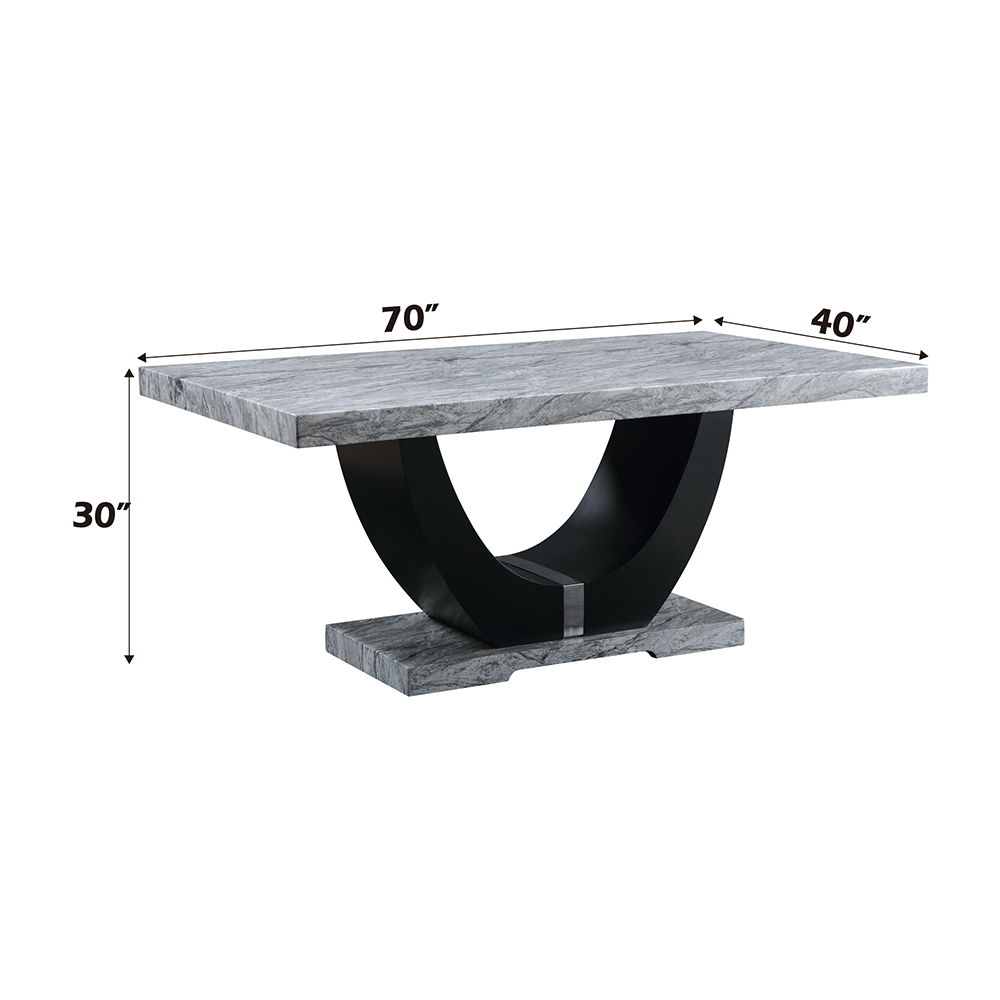 Caralin - Dining Table - Engineered Stone & Black, black, view 5
