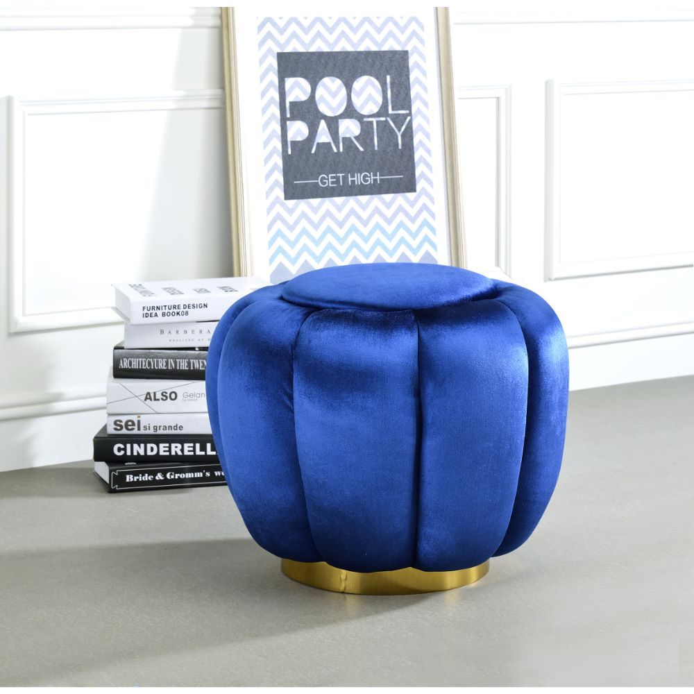 Heiress - Ottoman - Sapphire Blue Velvet, blue, view 2
