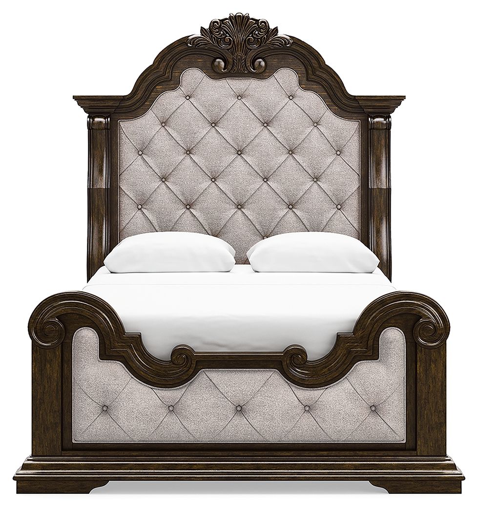 Ashley Furniture Maylee - 6 Pc. - Dresser, Mirror, Chest, Queen Upholstered Bed - Dark Brown - Image 10