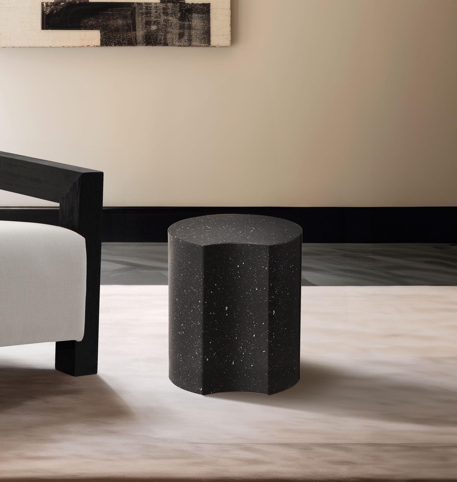 Dimple - 16" End Table - Black Terazzo