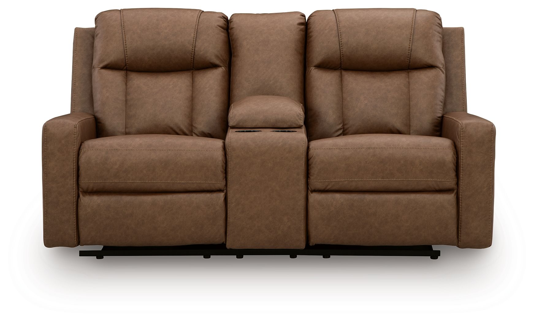 Ashley Furniture Mackmenville - Double Reclining Loveseat With Console - Caramel - Image 4
