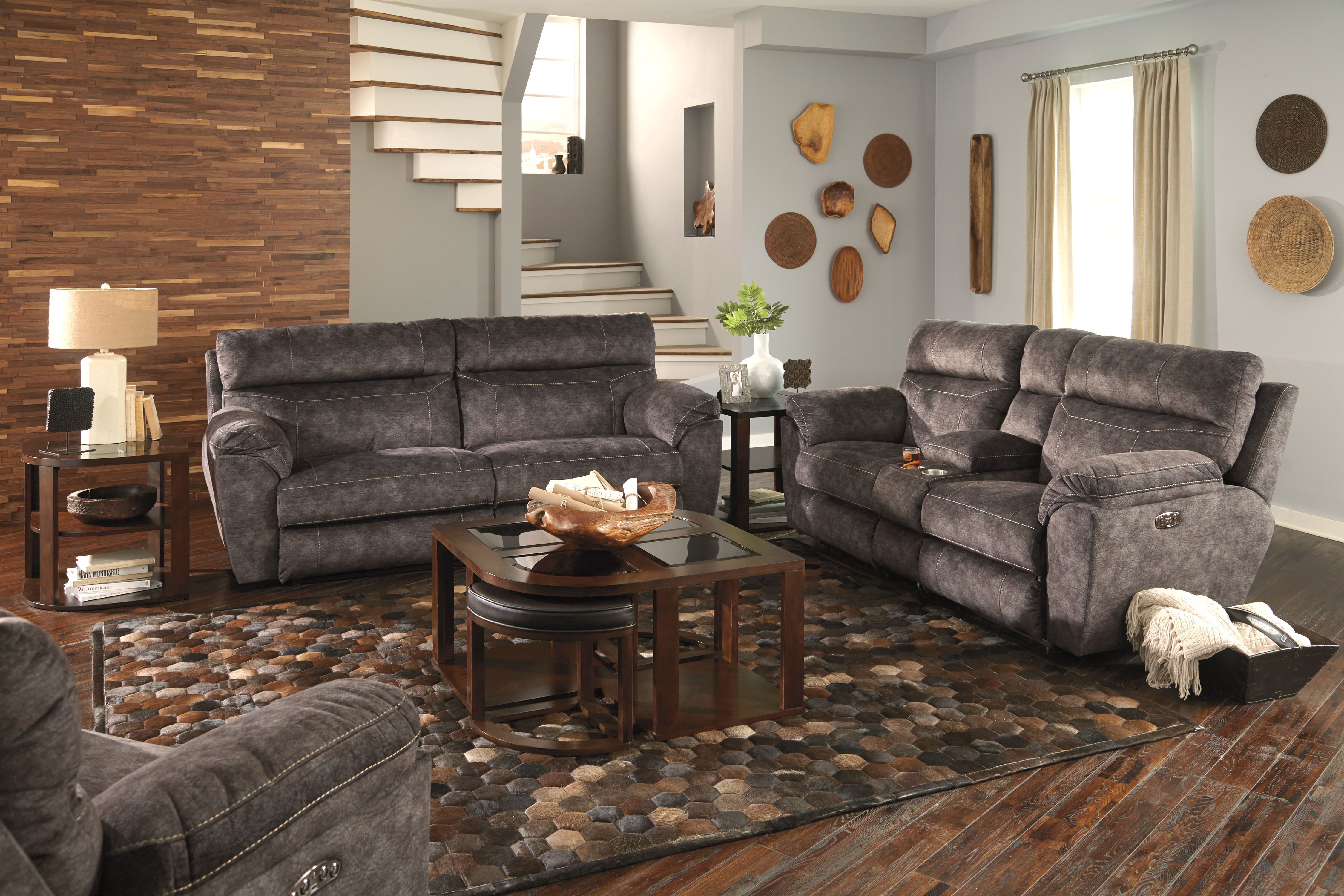 Catnapper Sedona - Power Hdrst With Lumbar Lay Flt Rcl Console Loveseat With Storage & Cupholders - Smoke - 42.5'