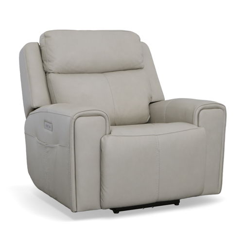 Barnett - Power Recliner With Power Headrest & Lumbar - Timber, light gray